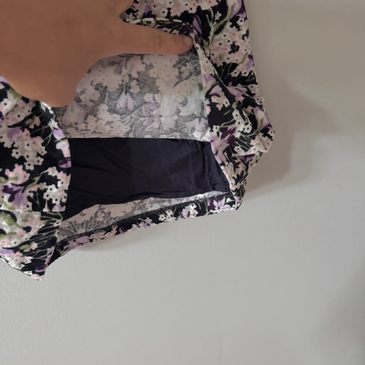 Janie & Jack / Black x purple flower velour dress / 3Y