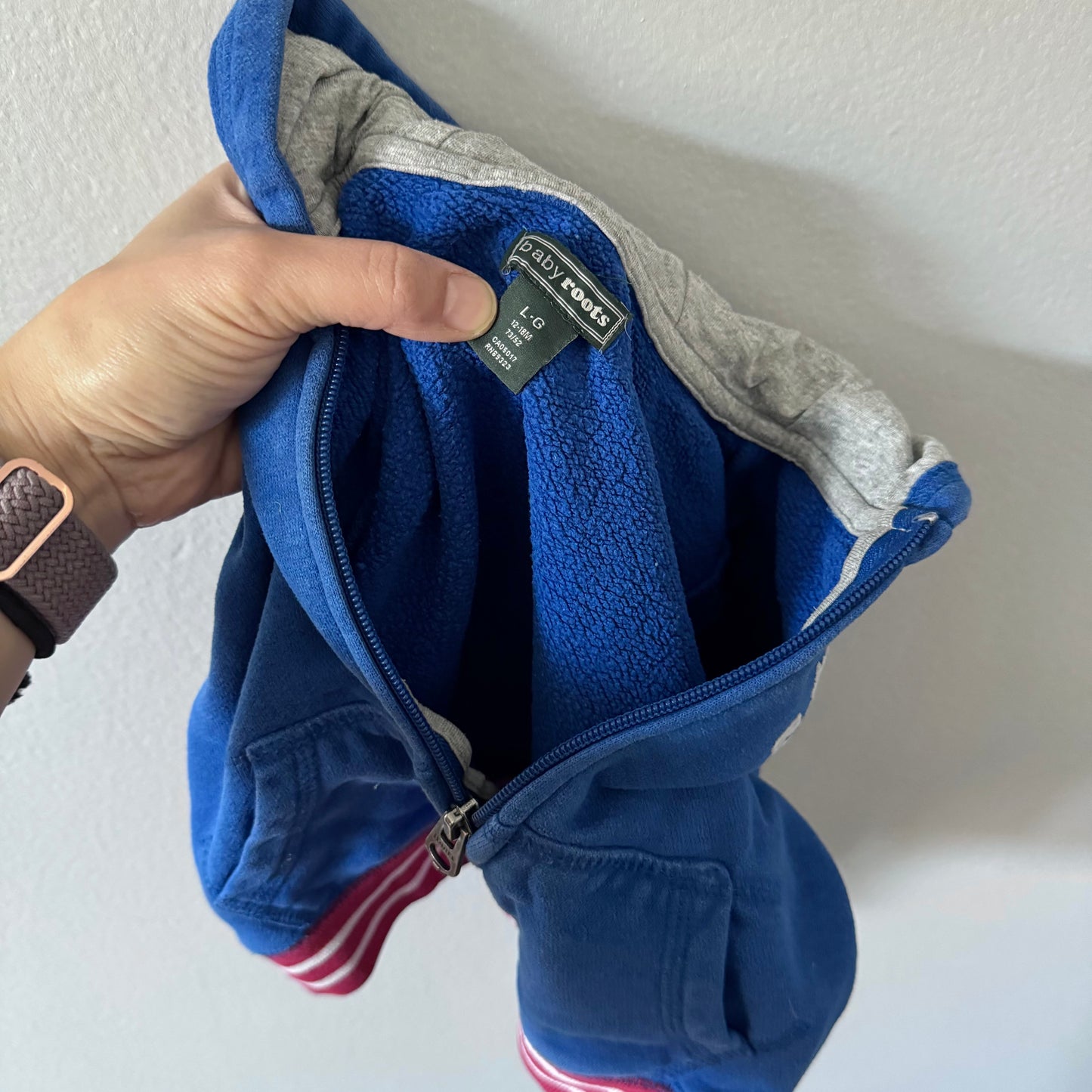 Roots / Blue x red zip up hoodie / 12-18M