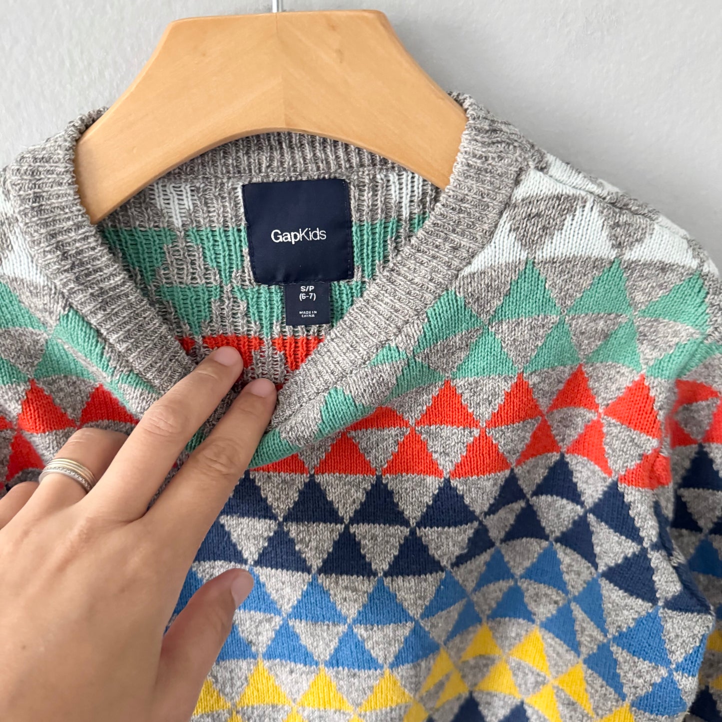 Gap / Light grey x colourful stripe knit dress / 6-7Y