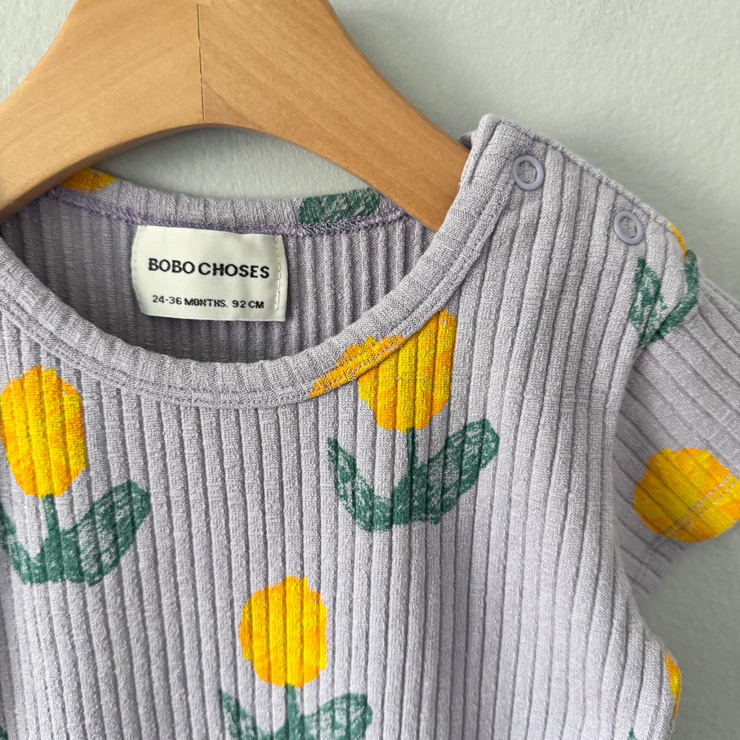 Bobo Choses / Purple x yellow flower onesie / 24-36M