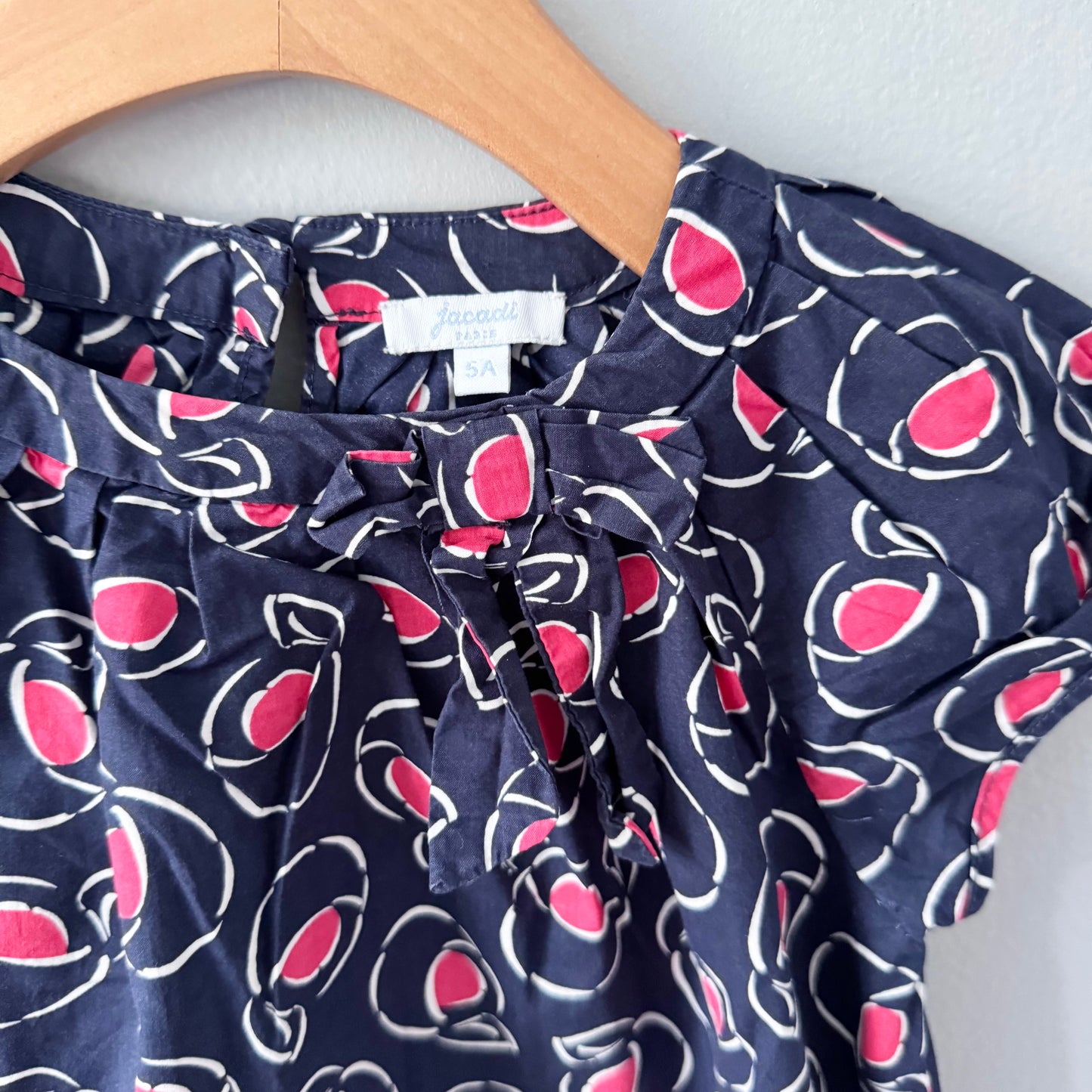 Jacadi / Navy x rose blouse / 5Y