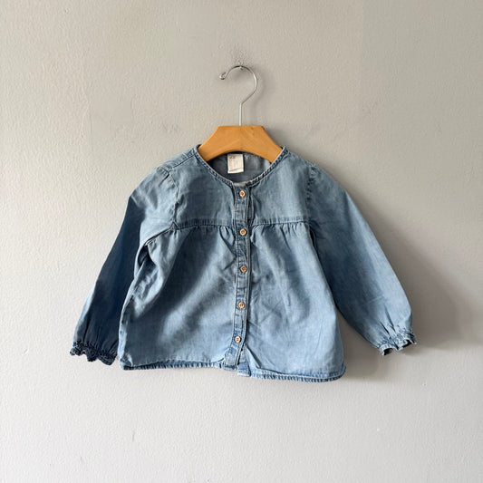H&M / Chambray long sleeve blouse / 12-18M