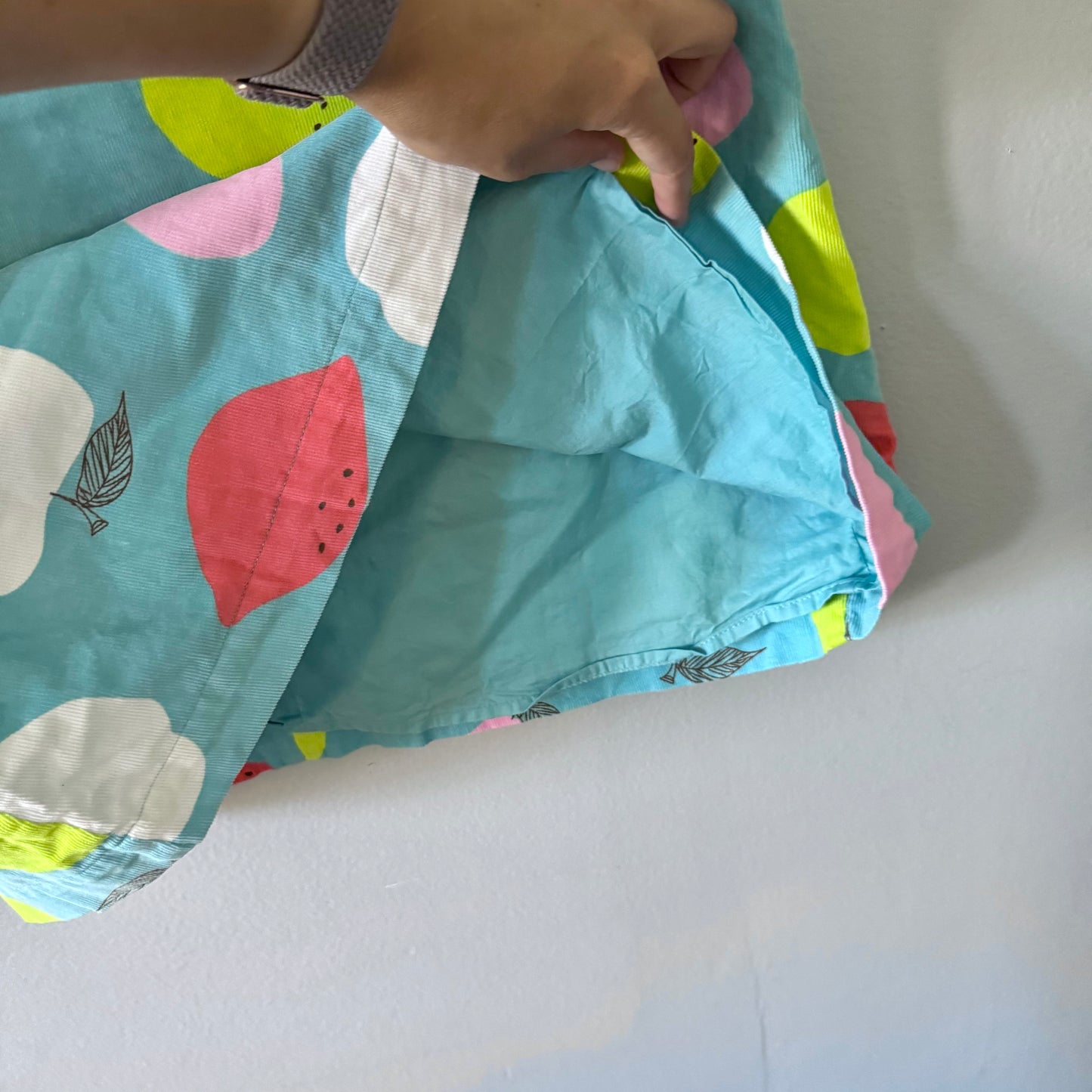 Mini Boden / Blue x fruits corduroy dress / 9-10Y