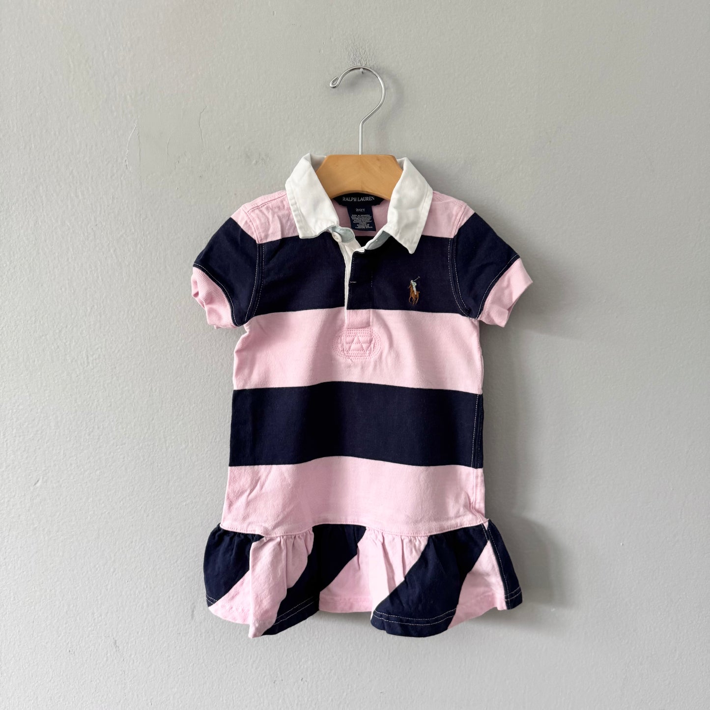 Polo Ralph Lauren / Pink navy stripe dress / 2T