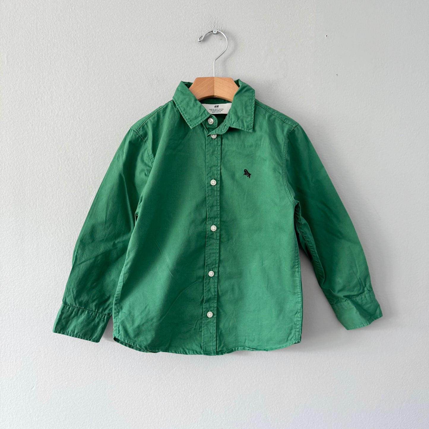 H&M / Green dress shirt / 4-5Y