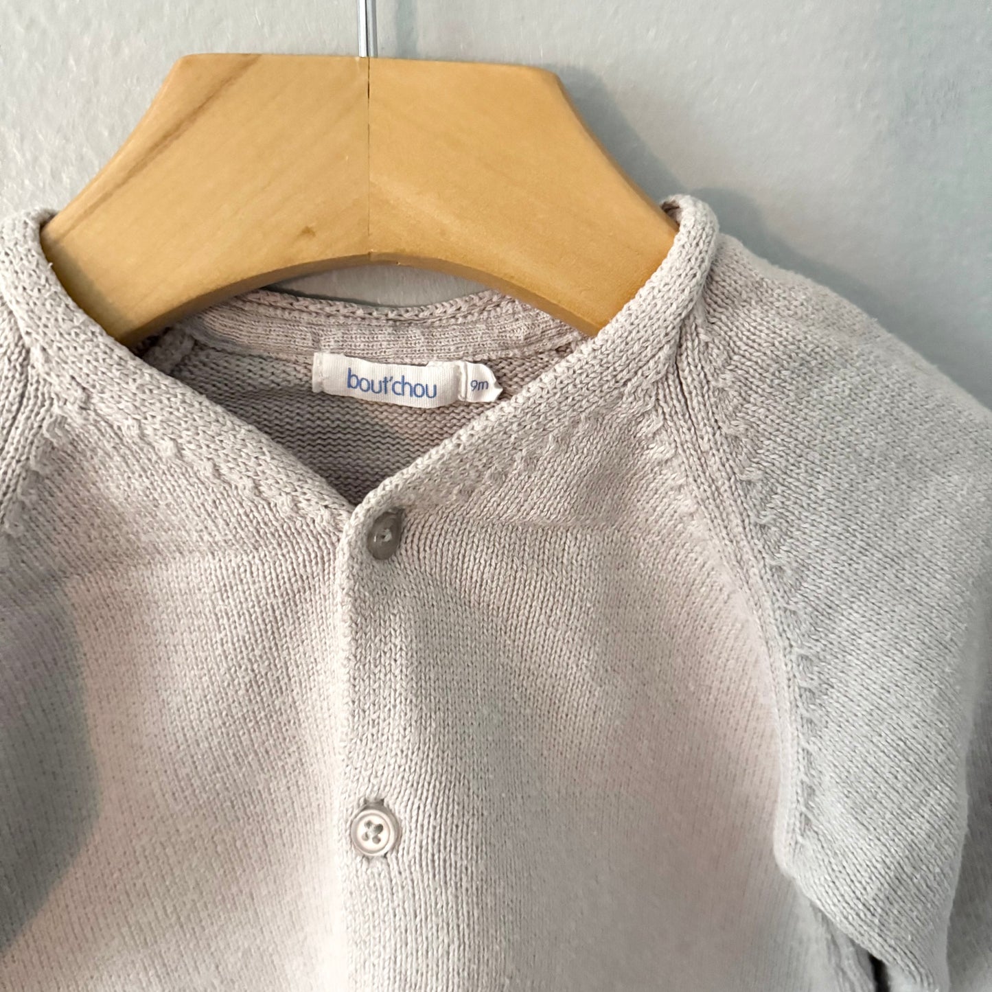 Bout chou / Light beige cotton knit cardigan / 9M