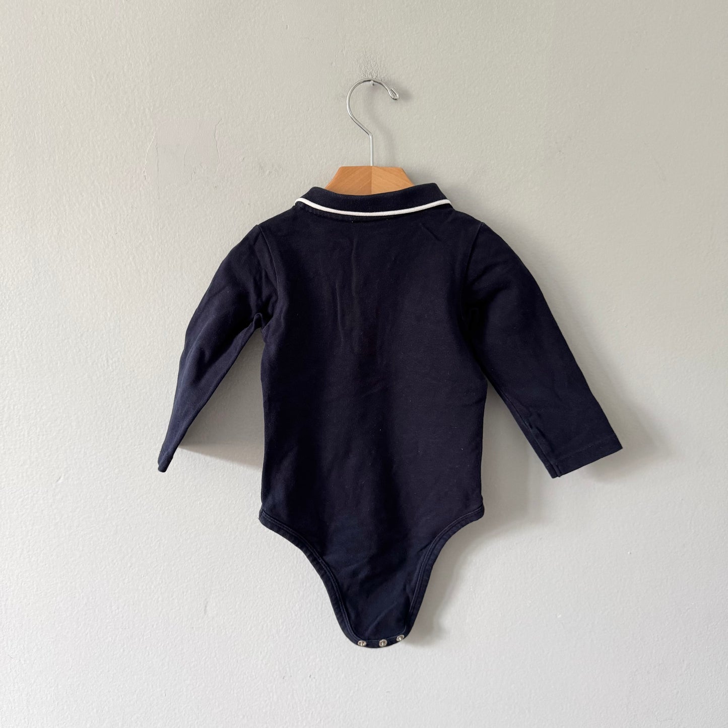 Jacadi / Navy long sleeve polo shirt onesie / 18M