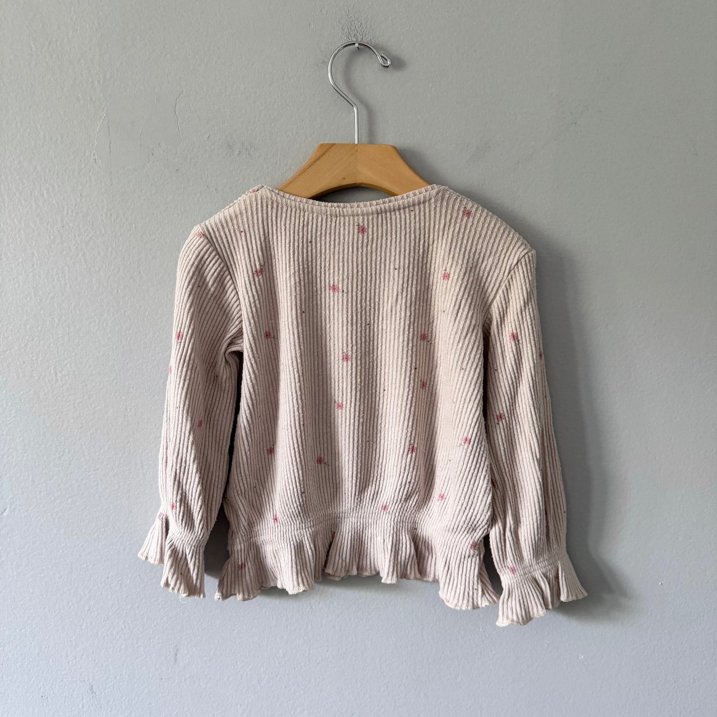 Zara / Beige ribbed knit top / 2-3Y