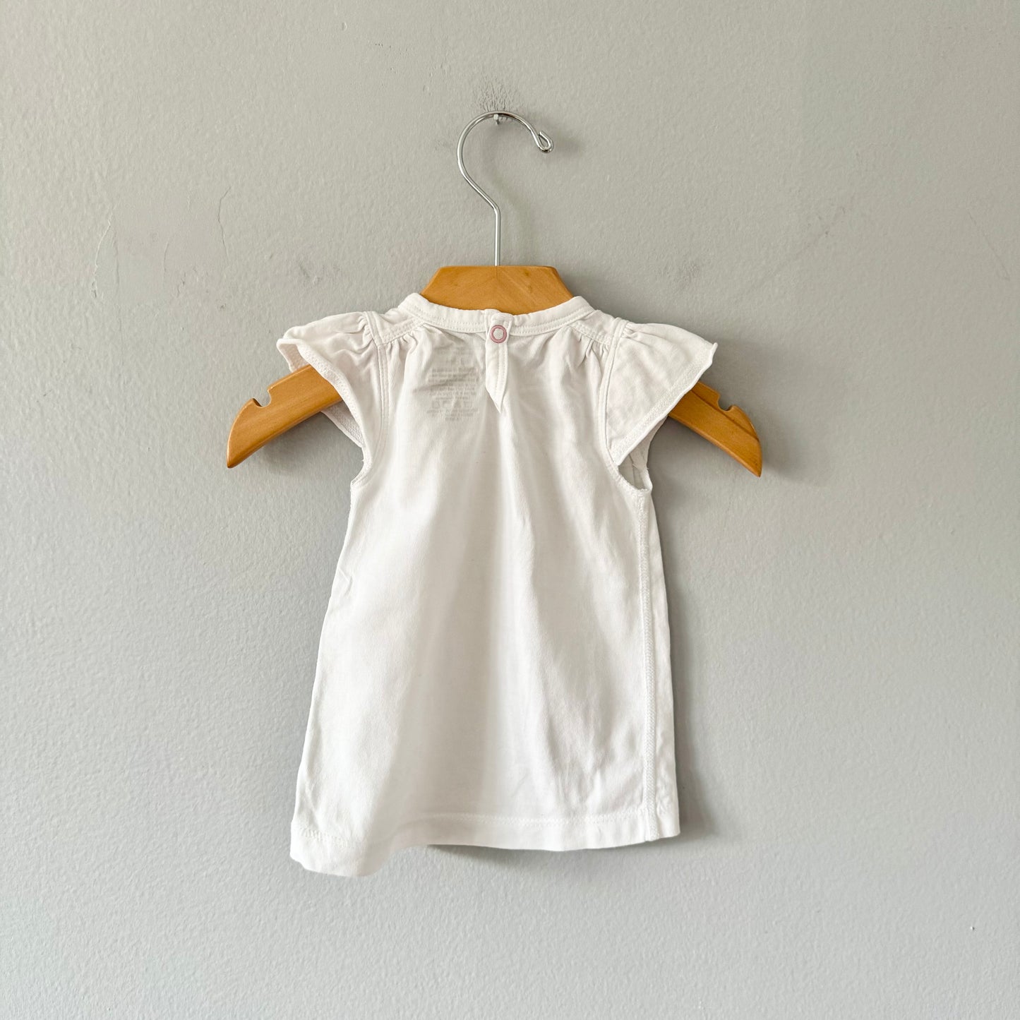 Sapling / White x pink rose ruffle tank / 3-6M