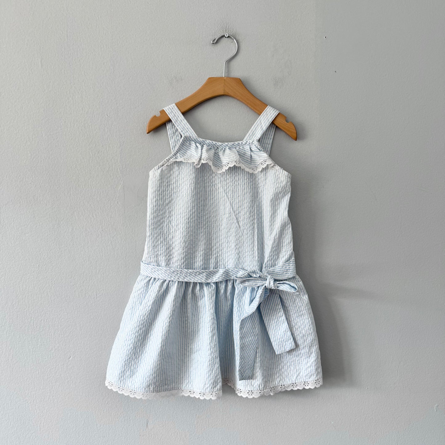 Vintage Sears / Light blue striped dress / 5Y