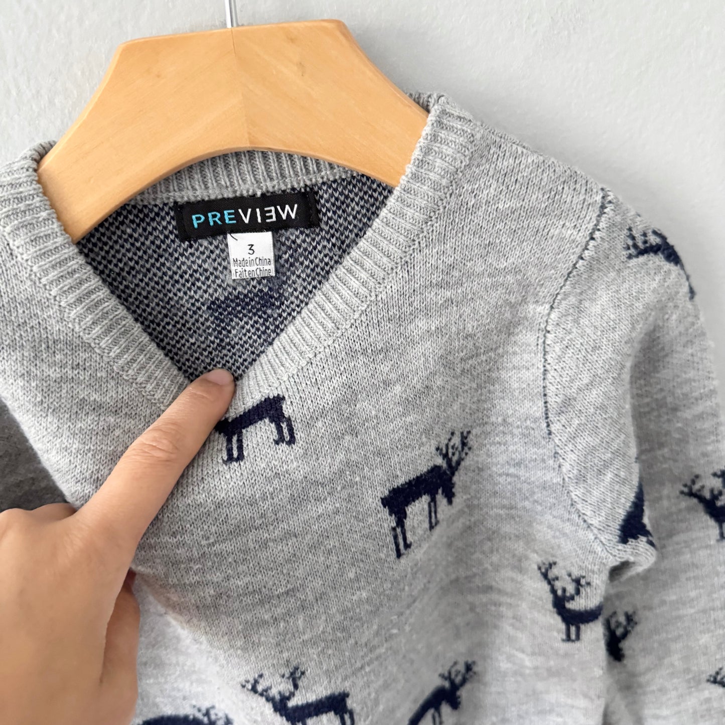 Preview / Light grey x moose knit pullover / 3Y