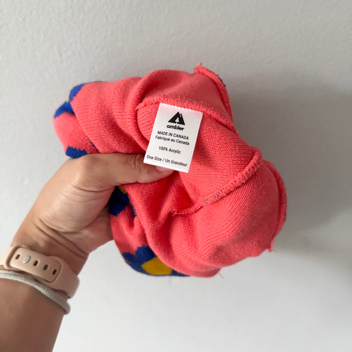 Ambler / Orange floral knit hat / 8-12Y