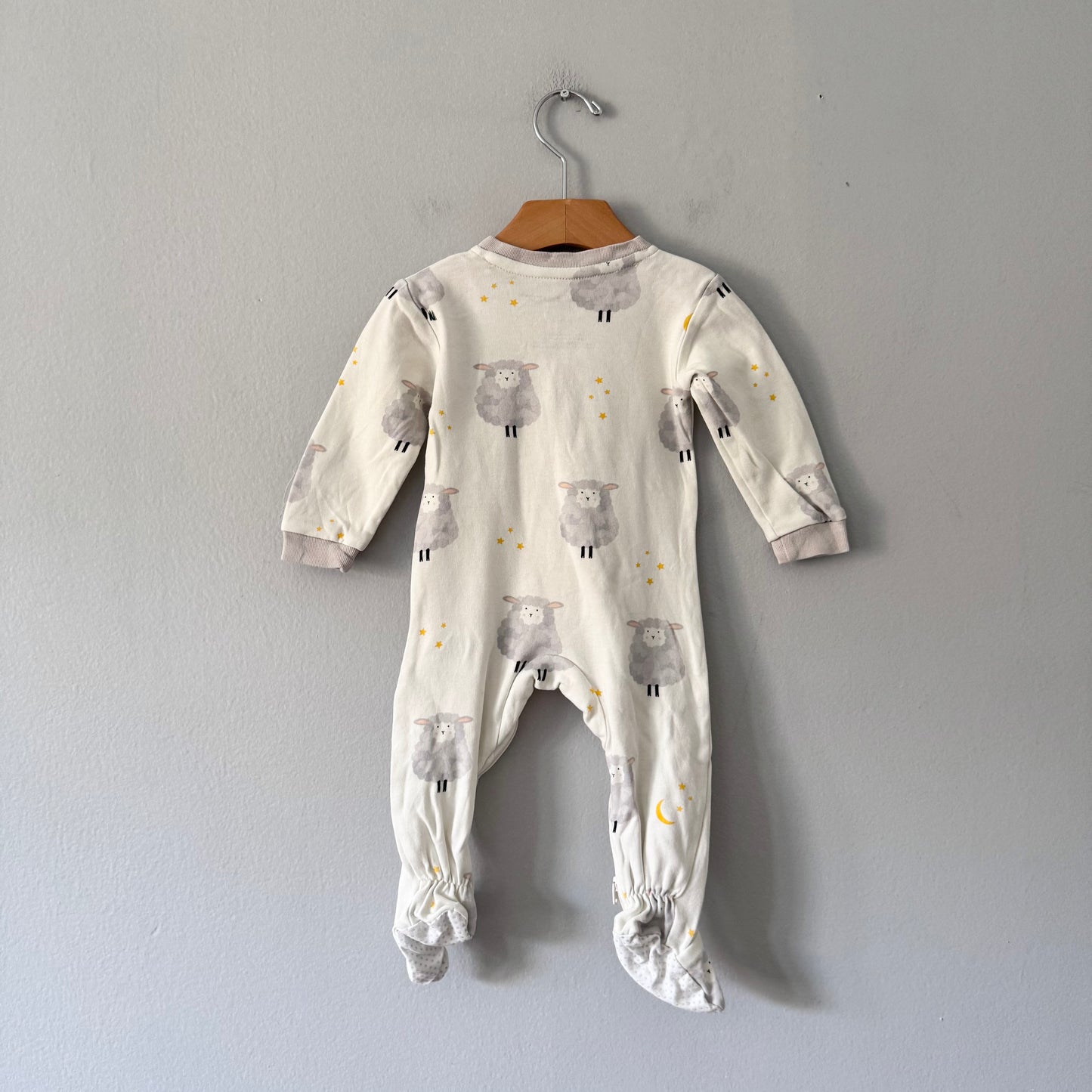 Zippyjamz / White x sheep romper / 6-9M