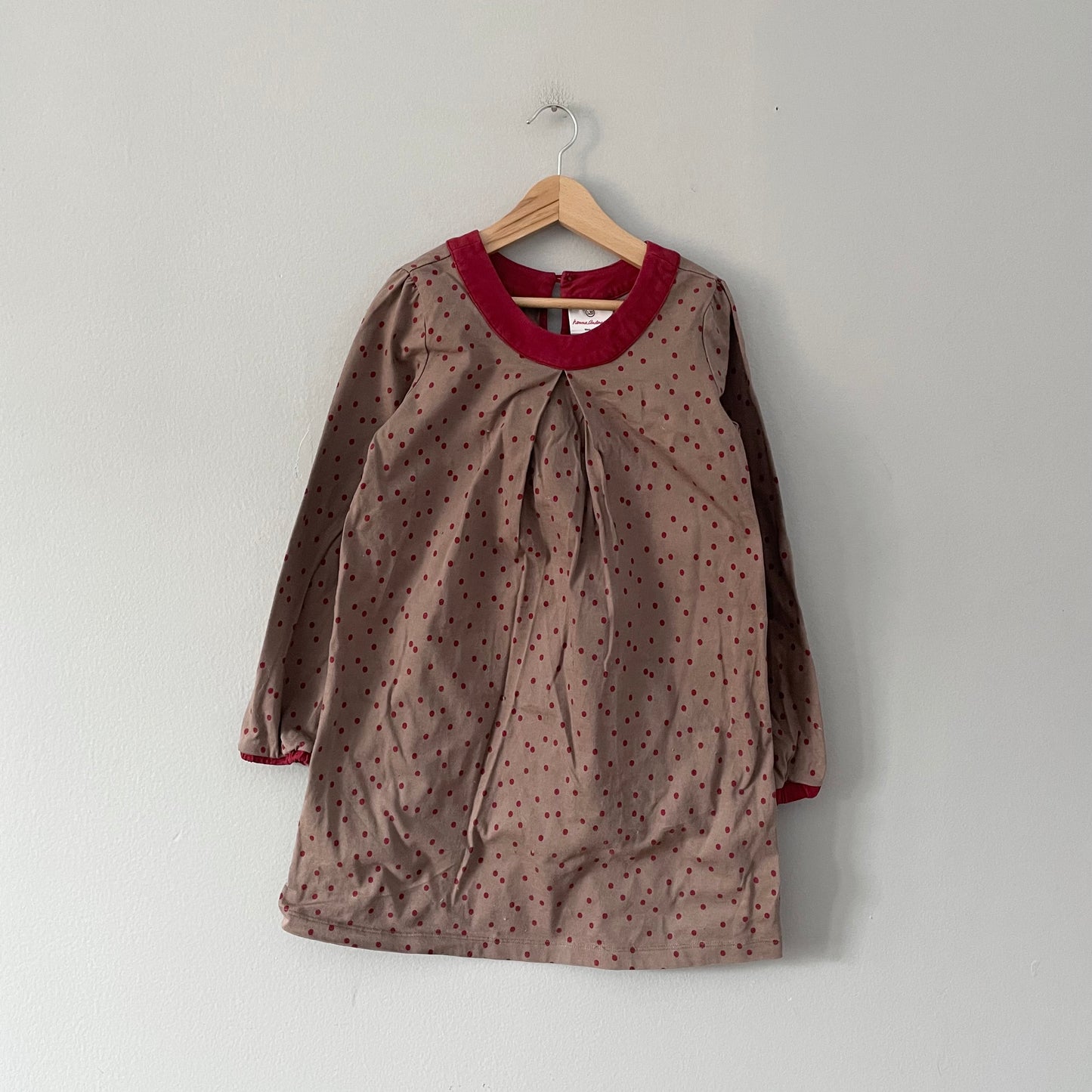 Hanna Andersson / Brown x dots long sleeve dress / 120cm(6-7Y)