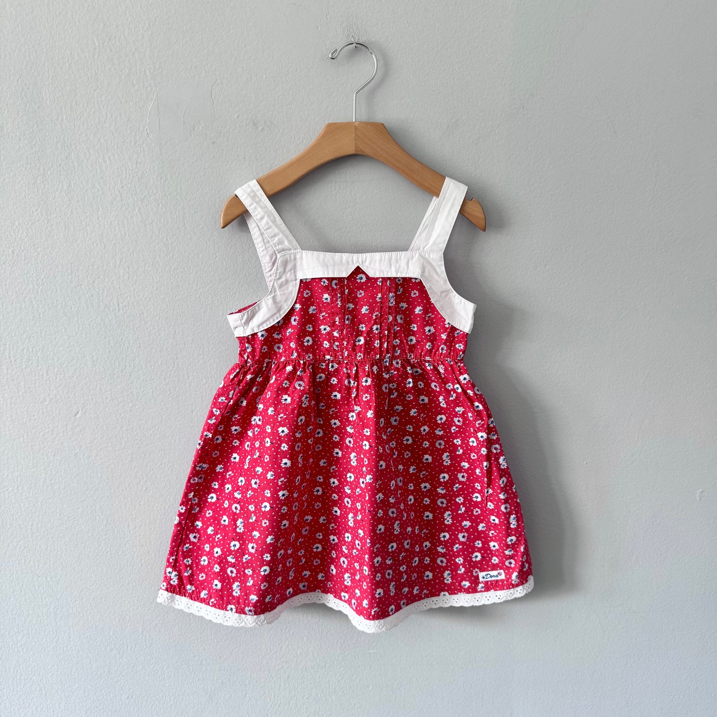 Vintage / White x red cami dress / 4T