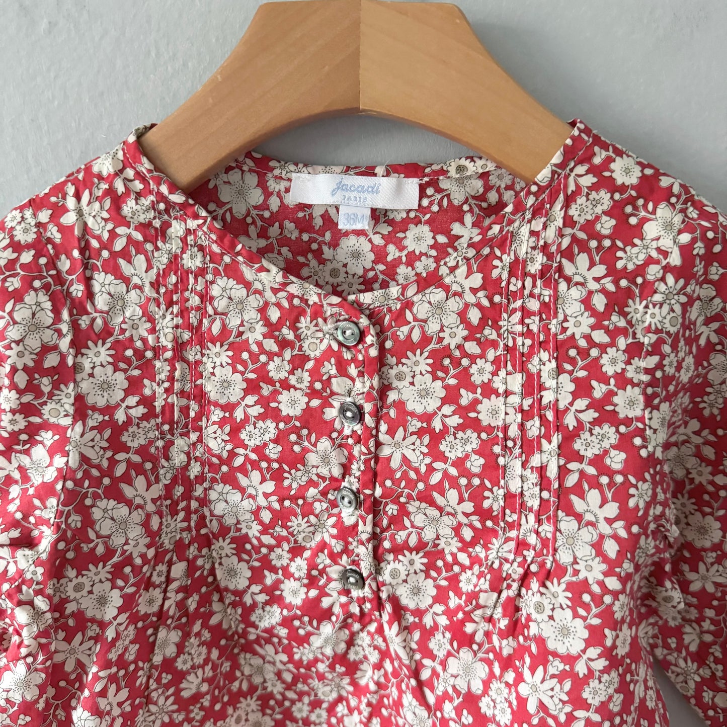 Jacadi / Red x floral long sleeve blouse / 36M