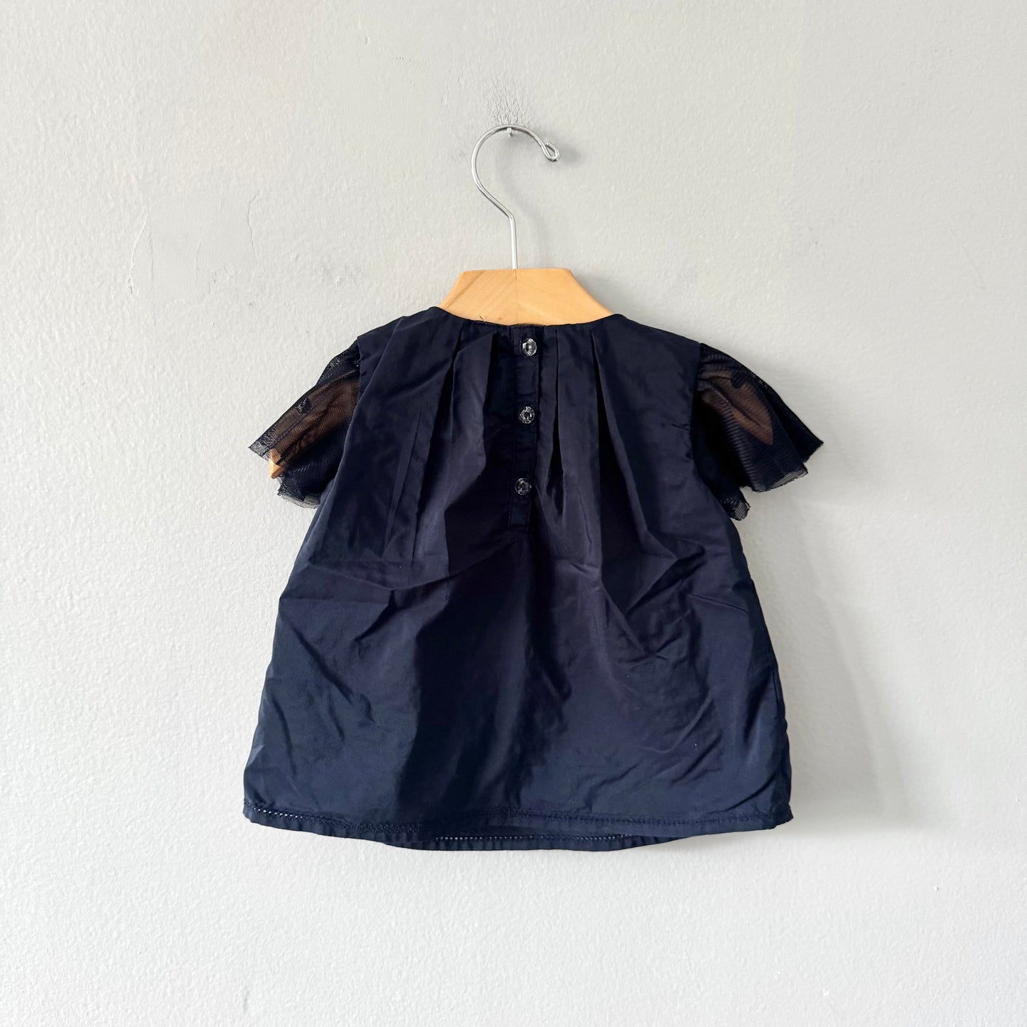 Gap / Dark navy chiffon shoulder blouse / 12-18M