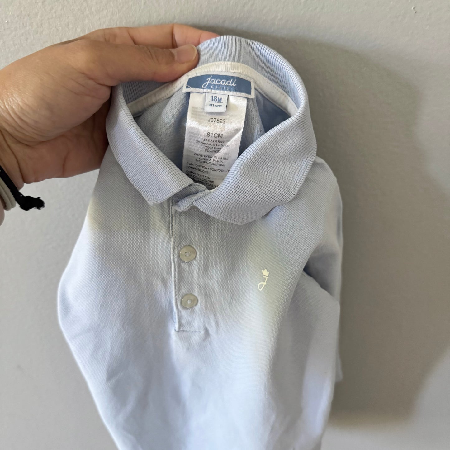 Jacadi / Light blue polo onesie / 18M
