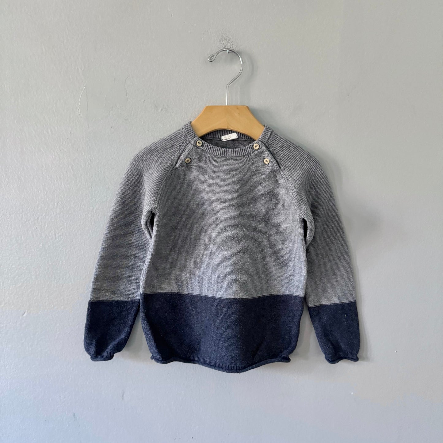 H&M / Grey cotton knit pullover / 2-3Y