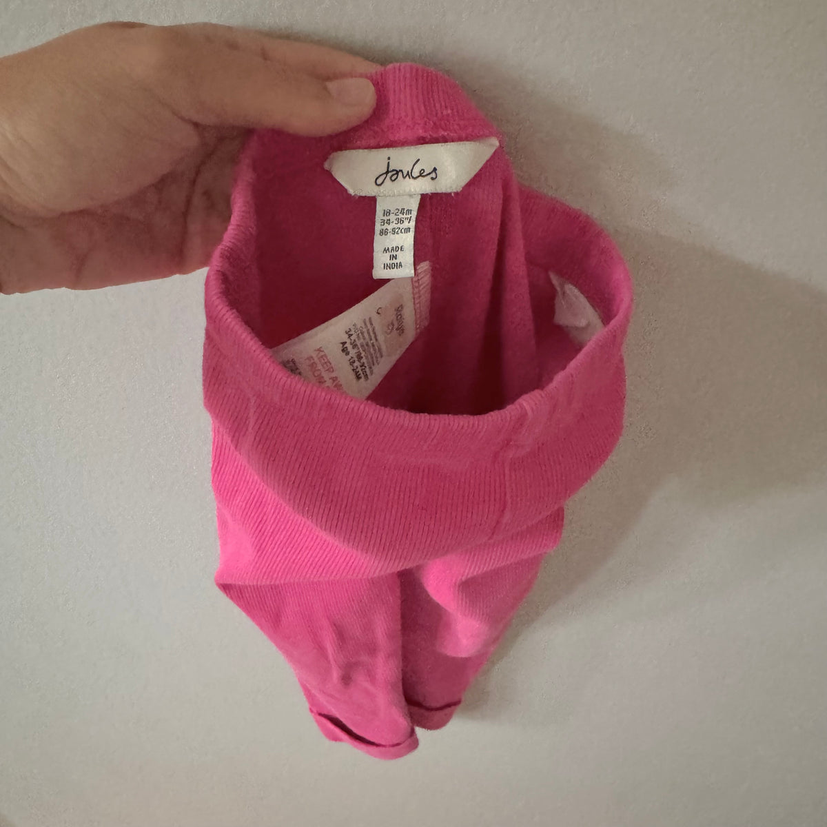 Joules / Pink ribbed leggings / 18-24M