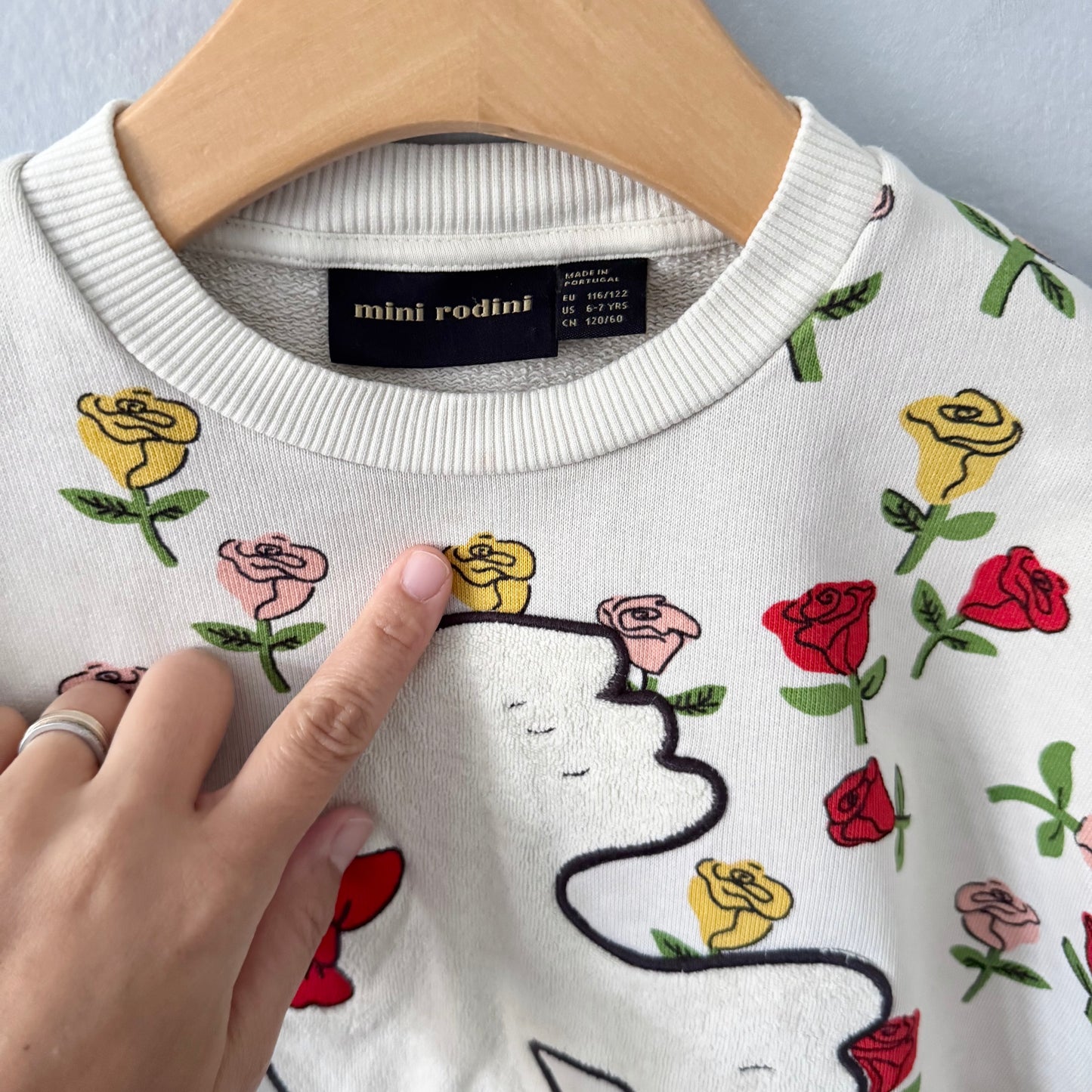 Mini Rodini / White x rose bird sweatshirt / 6-7Y