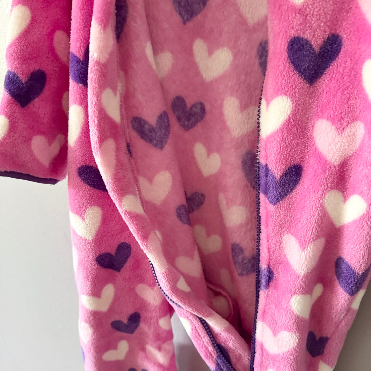 Hatley / Pink x heart fleece romper / 18-24M