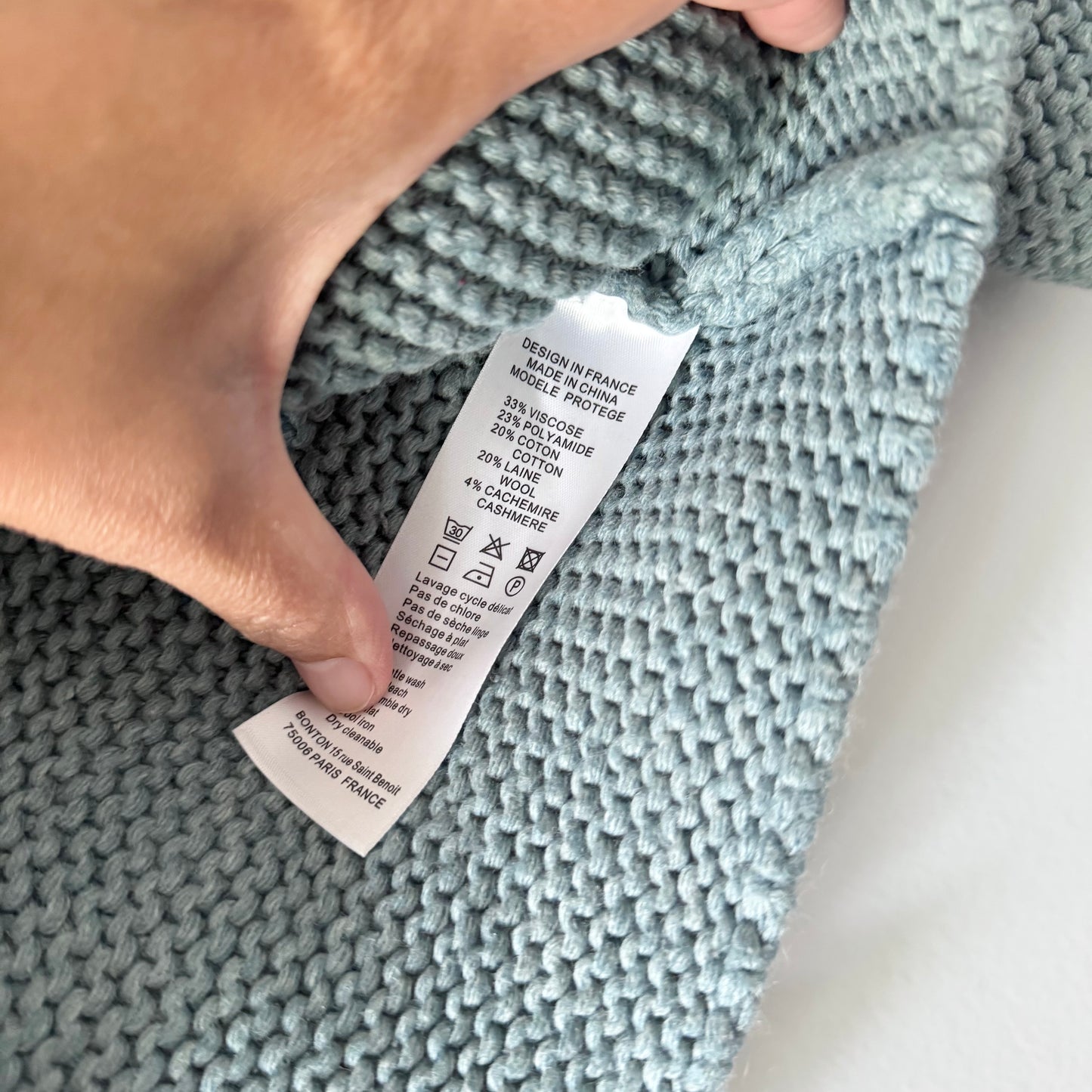 Bonton / Smokey green knit cardigan / 18M