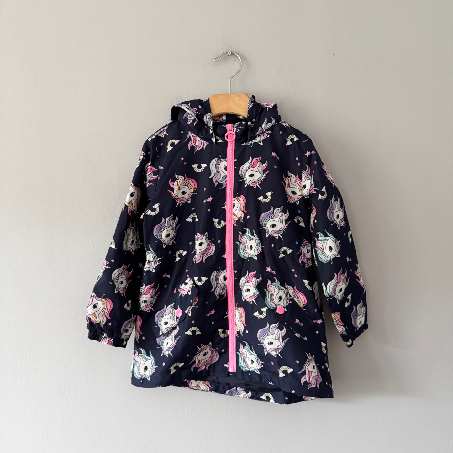 H&M / Navy x unicorn windbreaker / 4-5Y