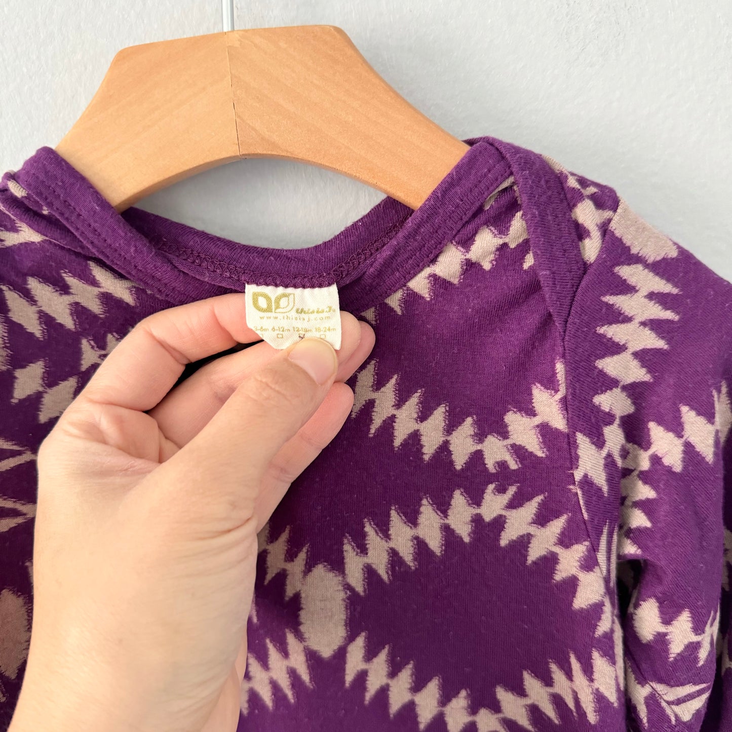 This is J / Purple bamboo viscose romper / 12-18M