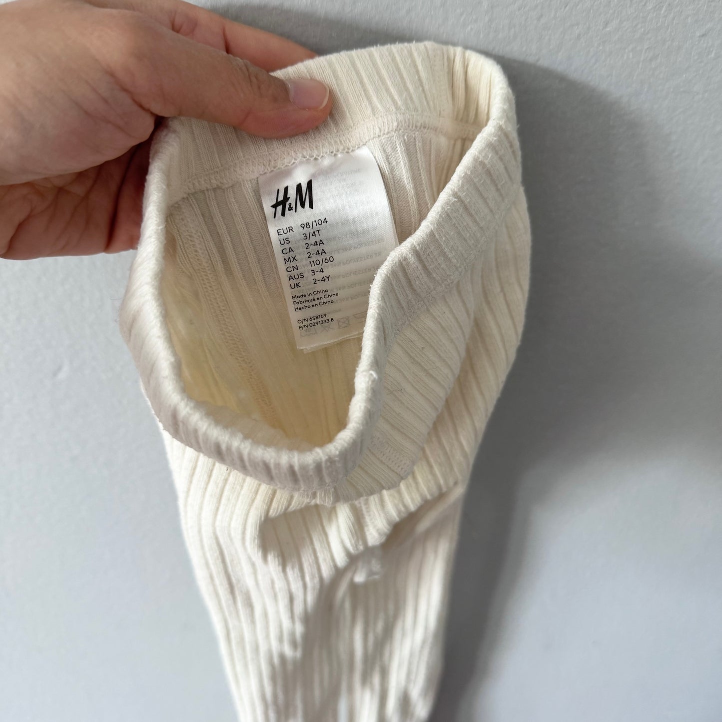 H&M / Ribbed tights - White / 3-4Y