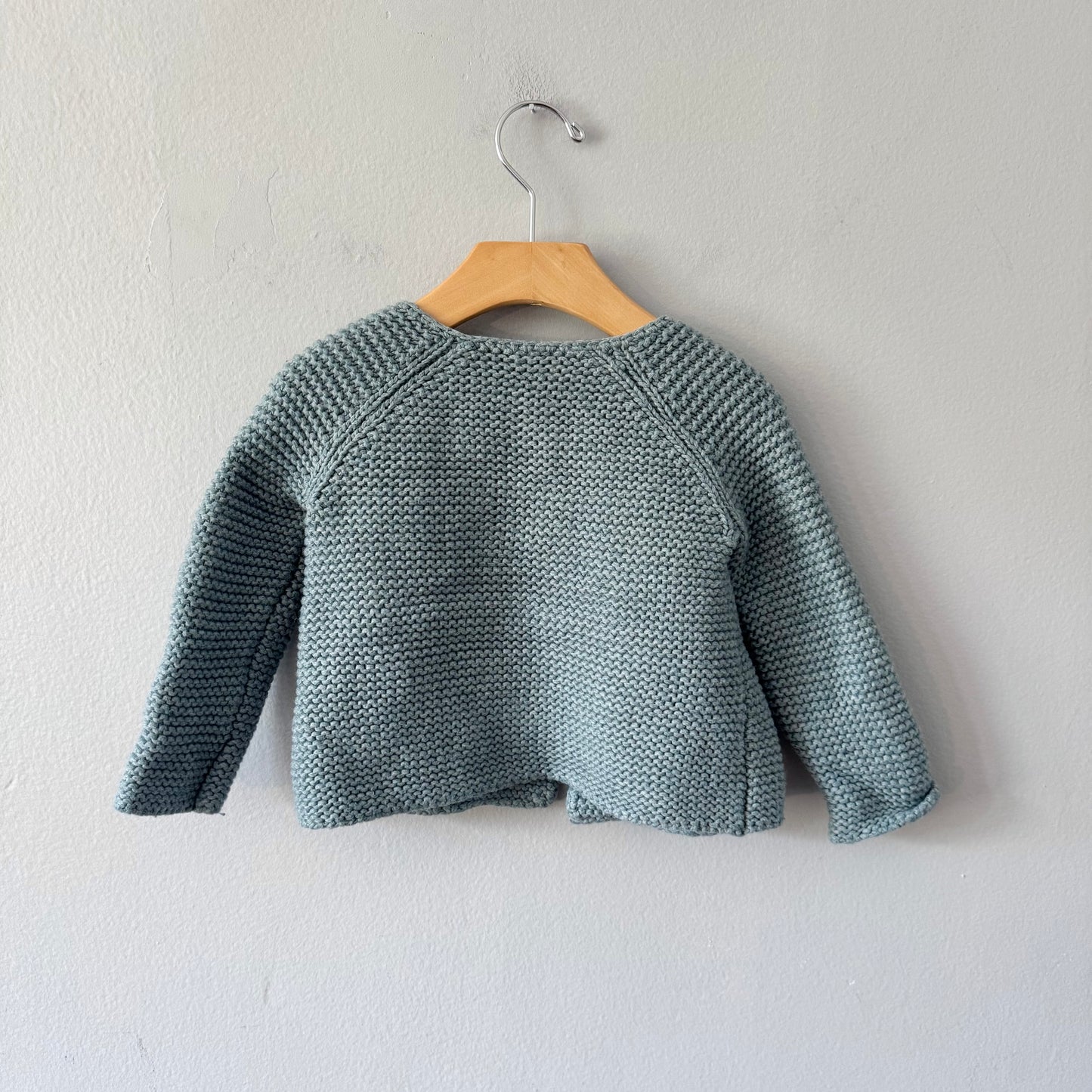 Bonton / Smokey green knit cardigan / 18M