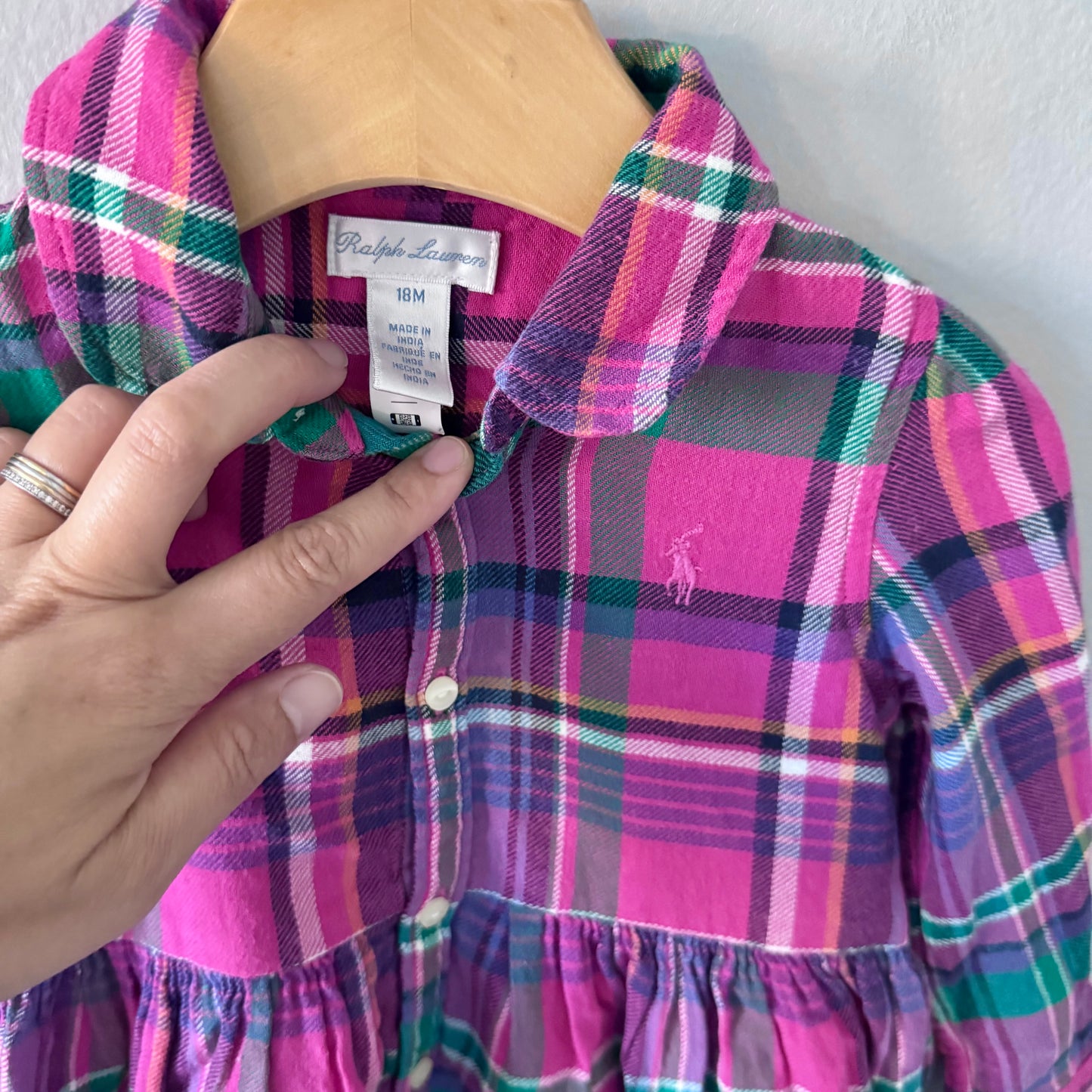 Polo Ralph Lauren / Pink flannel dress / 18M