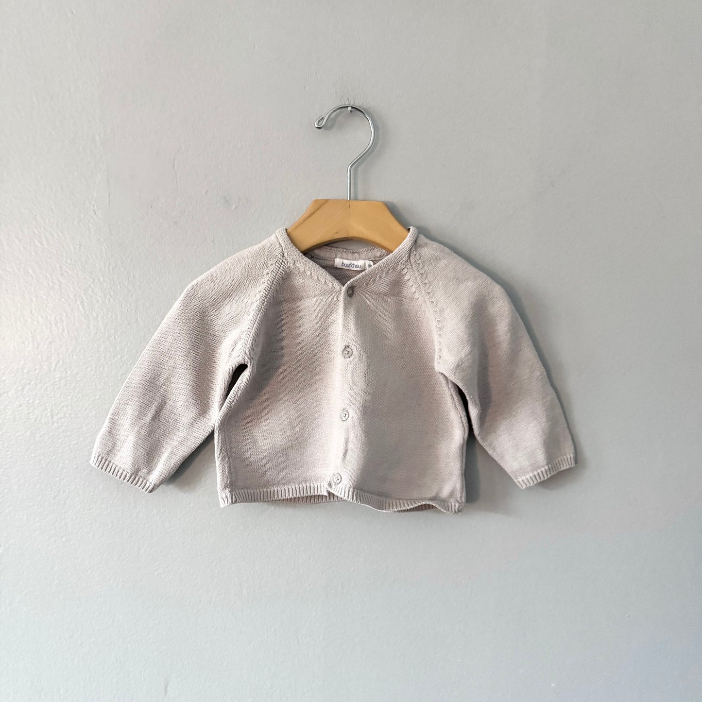 Bout chou / Light beige cotton knit cardigan / 9M