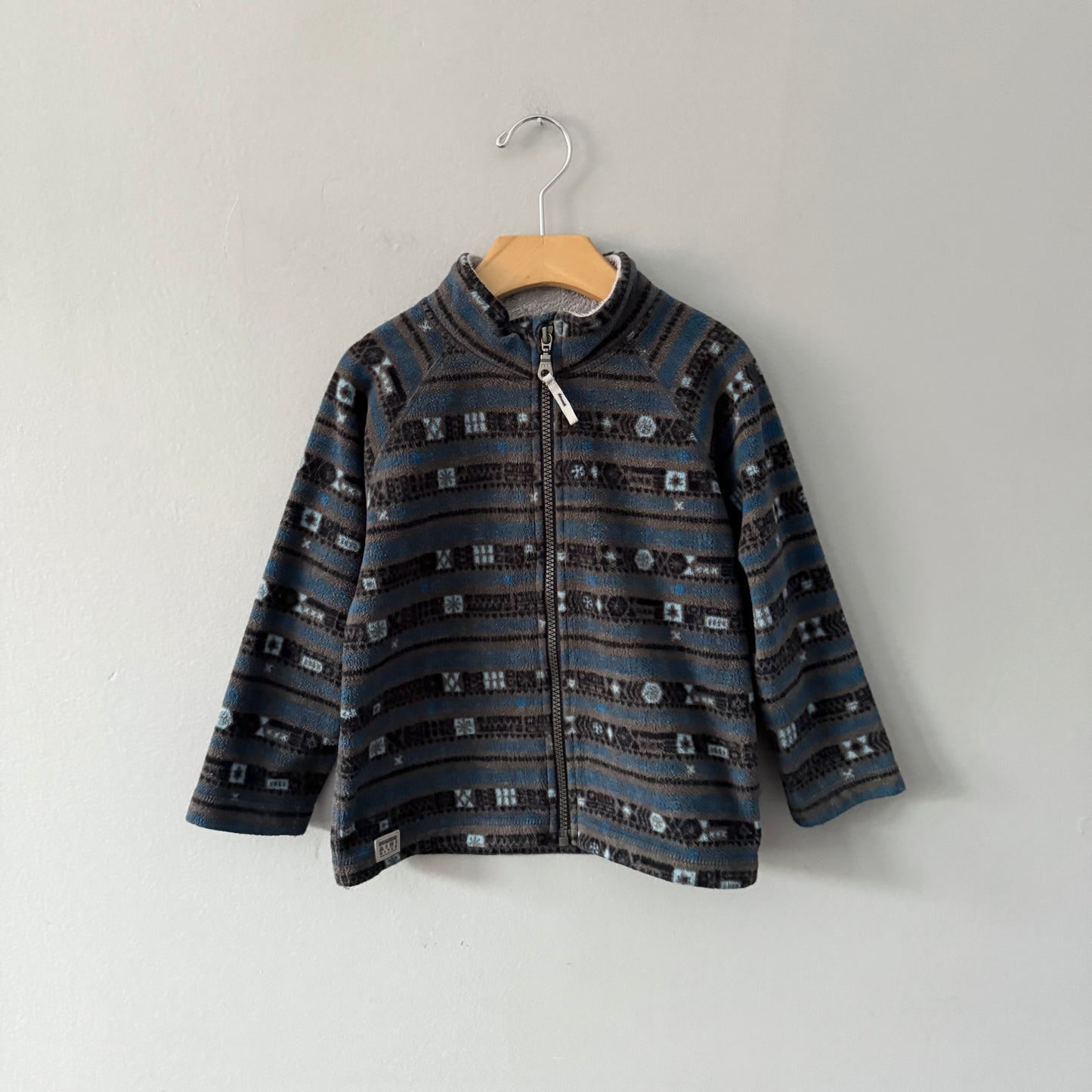 Souris Mini / Grey x blue fleece zip up / 4Y