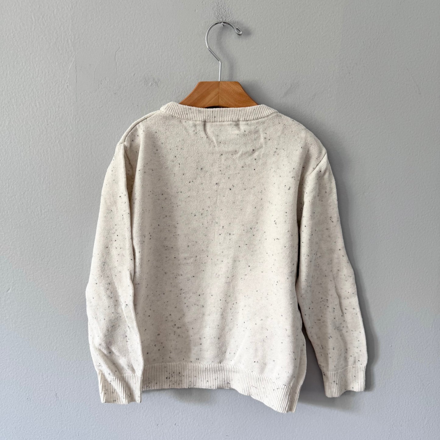 H&M / White x confetti cotton knit pullover / 4-6Y