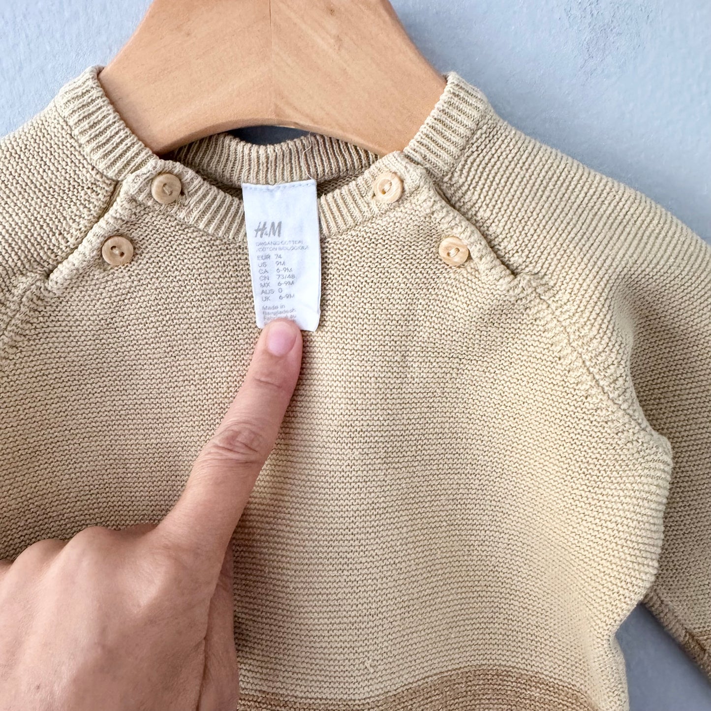 H&M / Light brown x yellow cotton knit set / 6-9M