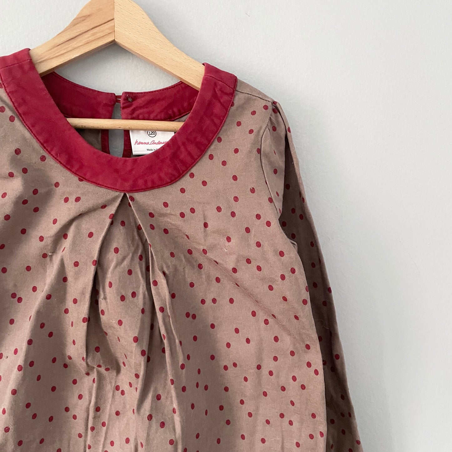 Hanna Andersson / Brown x dots long sleeve dress / 120cm(6-7Y)