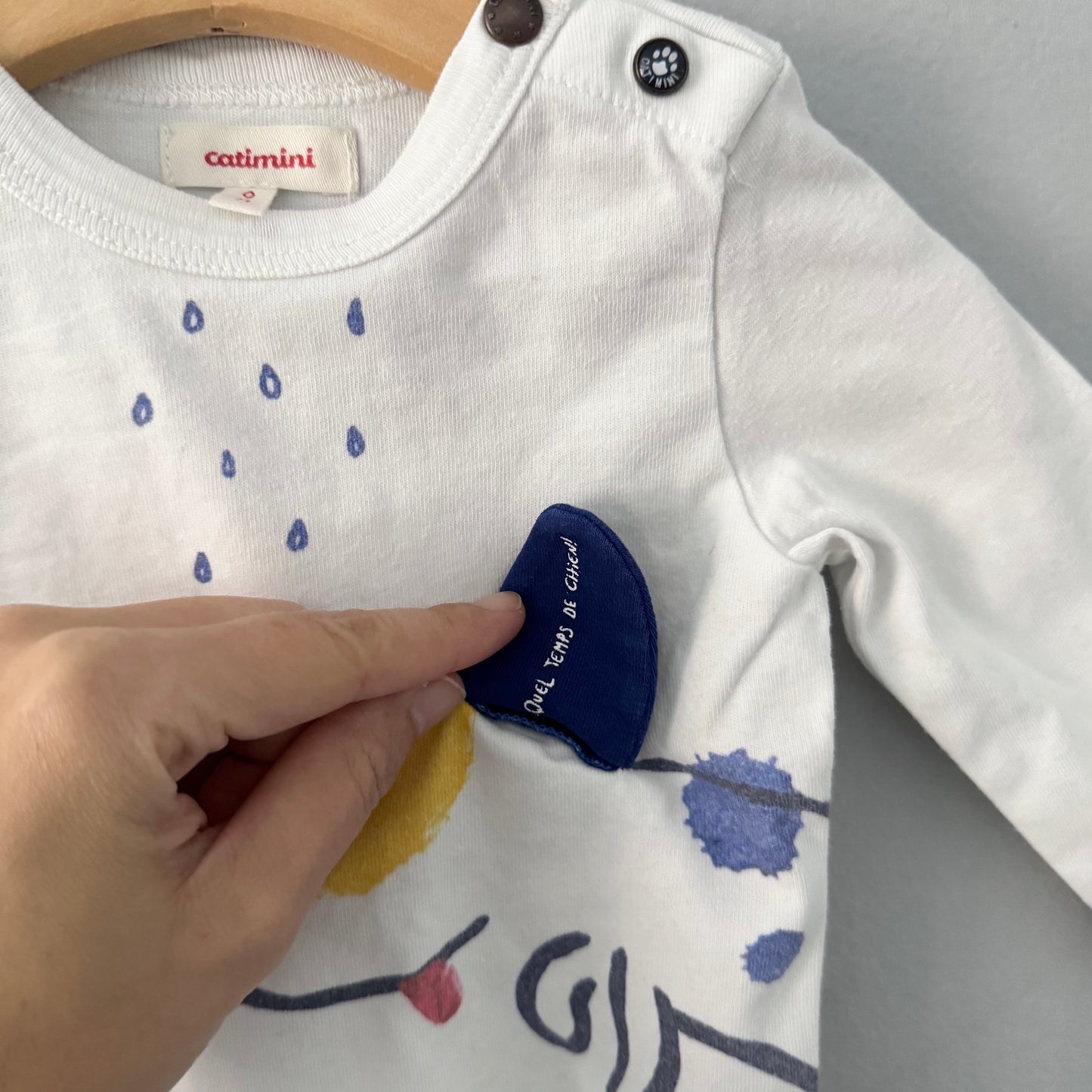 Catmini / White x dog long sleeve top / 9M