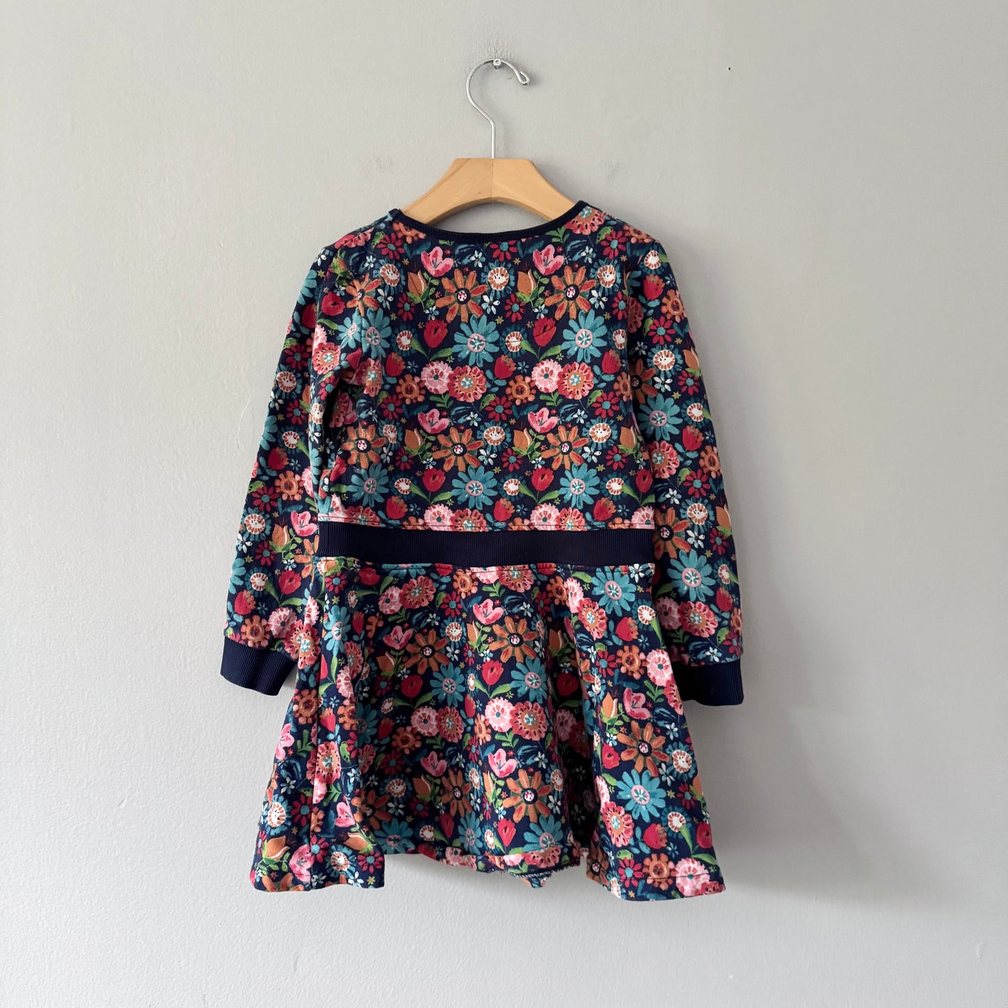 Boboli / Floral long sleeve crew dress / 6Y