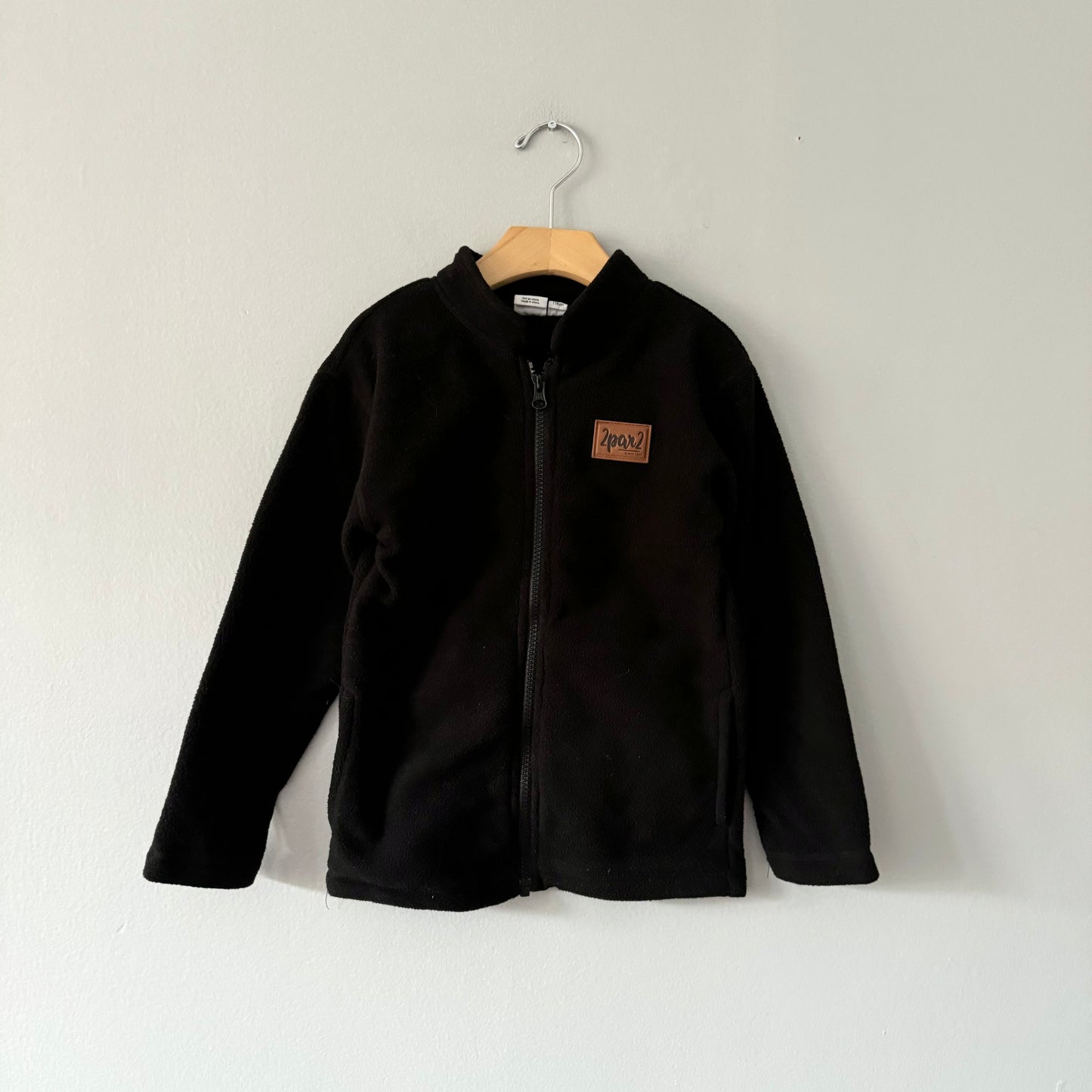 Deux par Deux / Black fleece jacket / 6Y