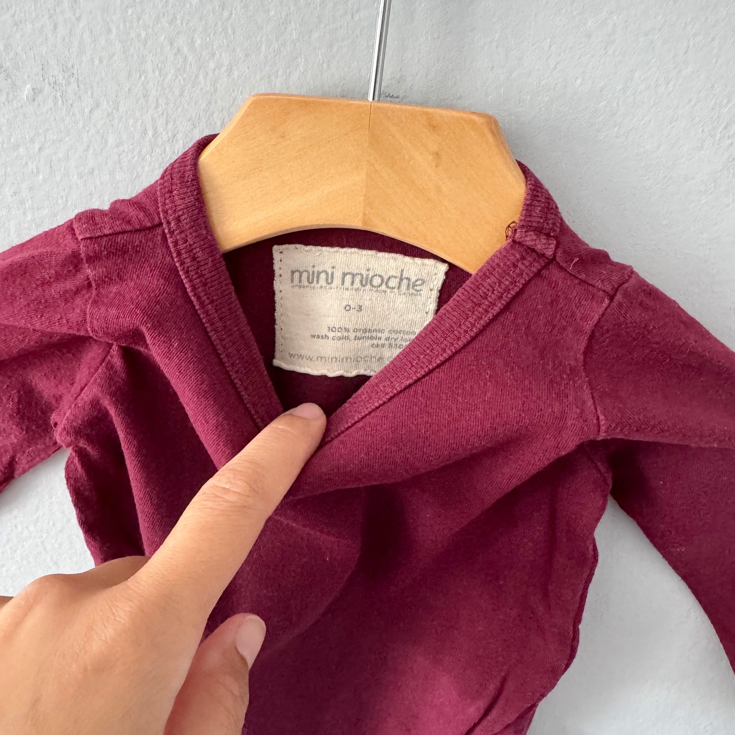 Mini Mioche / Burgundy long sleeve onesie / 0-3M
