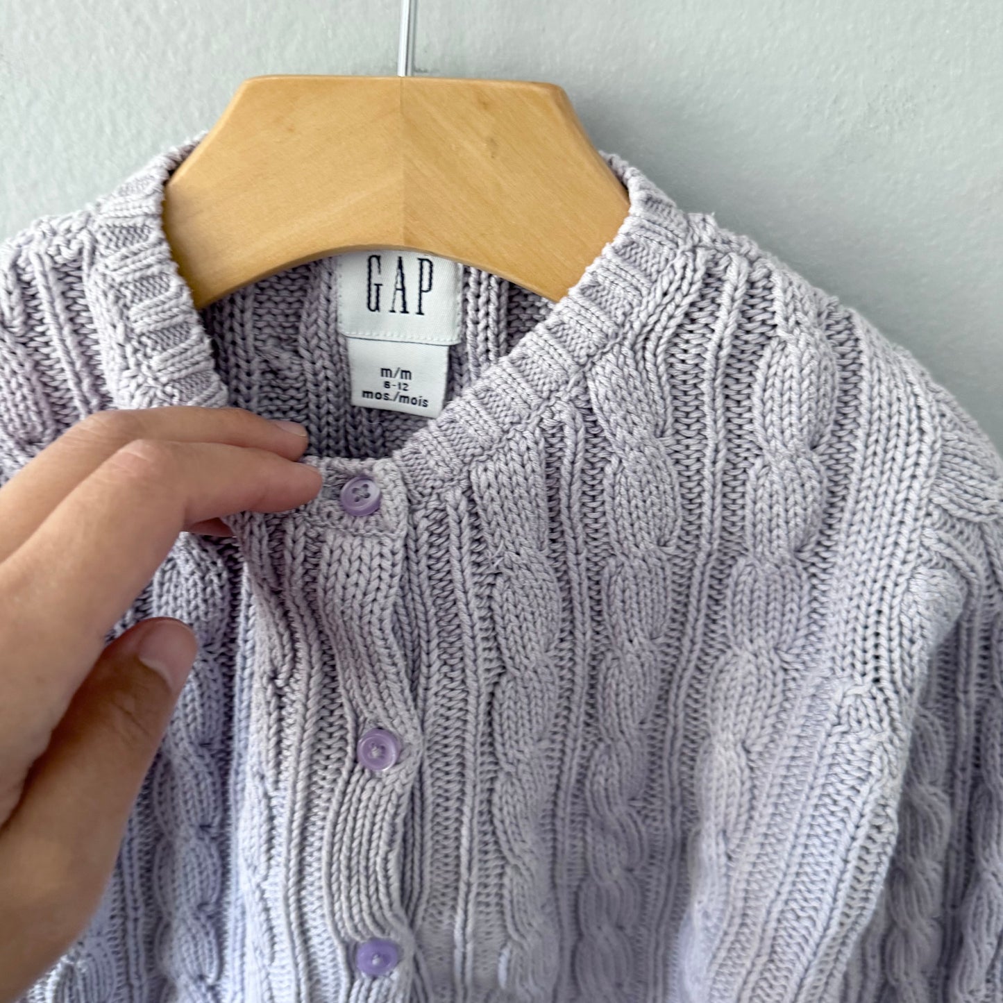 Gap / Light purple cotton cardigan / 6-12M