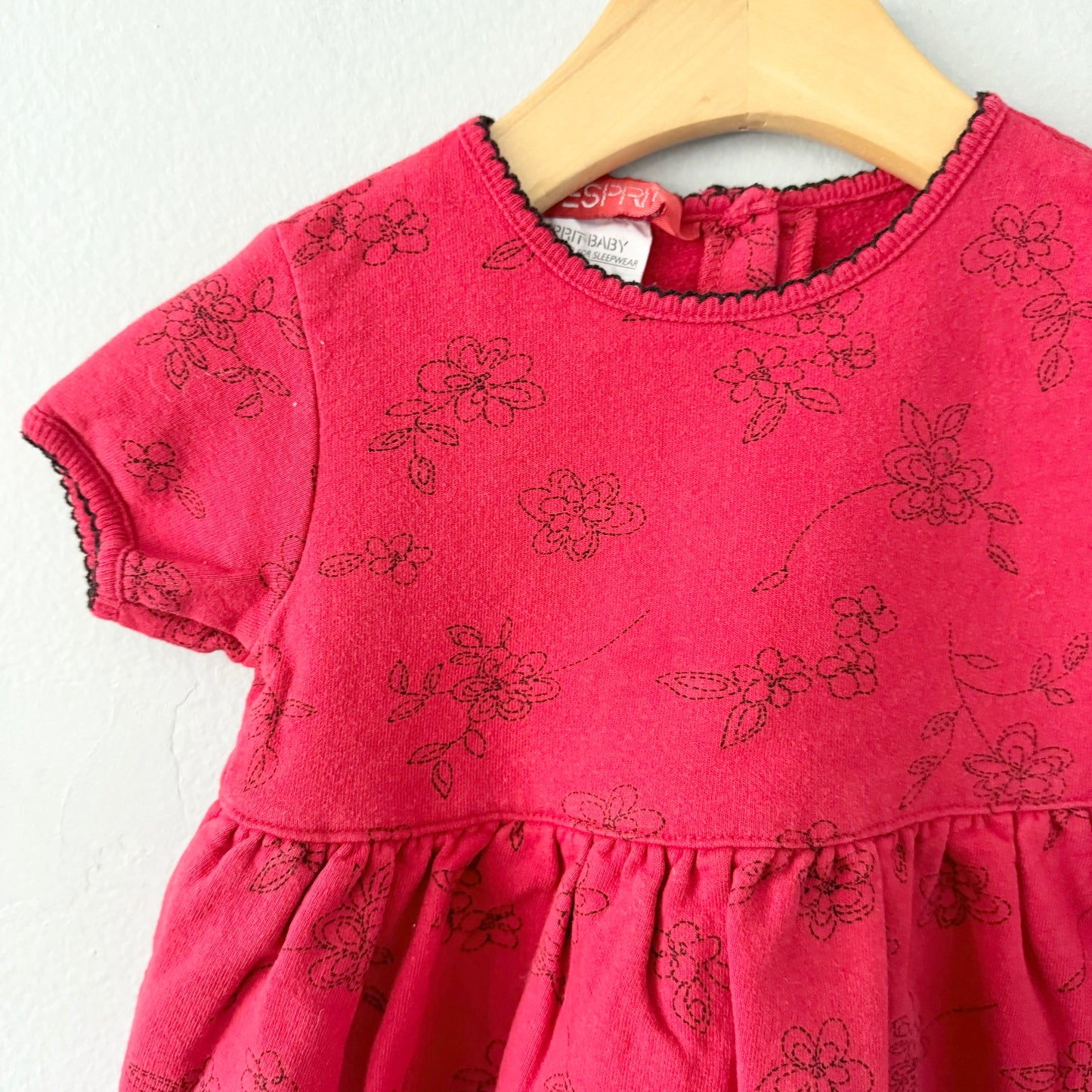 Vintage Esprit baby / Red x floral short sleeve dress / 18M