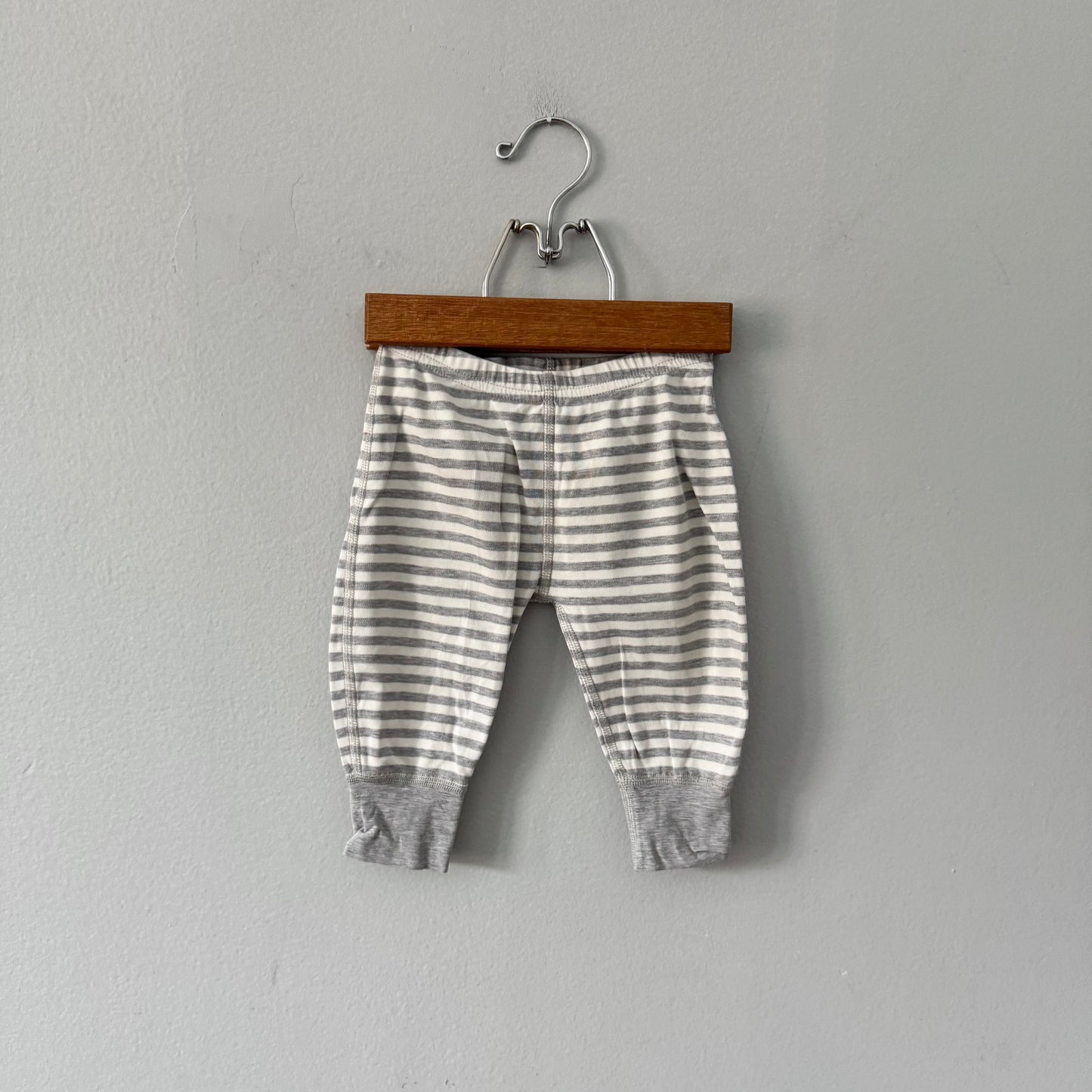 Hanna Andersson / White x light grey cotton pants / 70cm(6M)