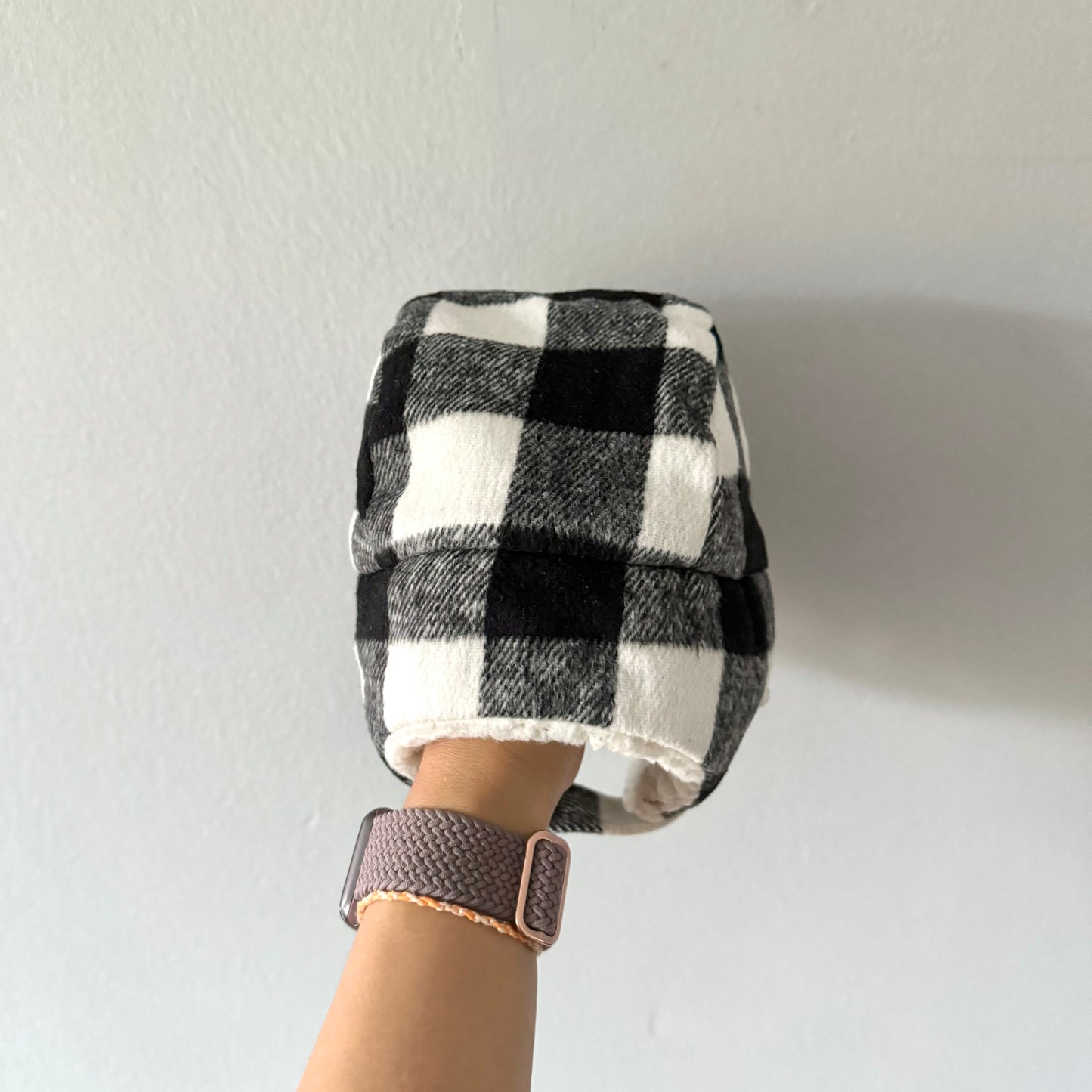 Indigo Baby / Plaid sherpa hat / 0-6M