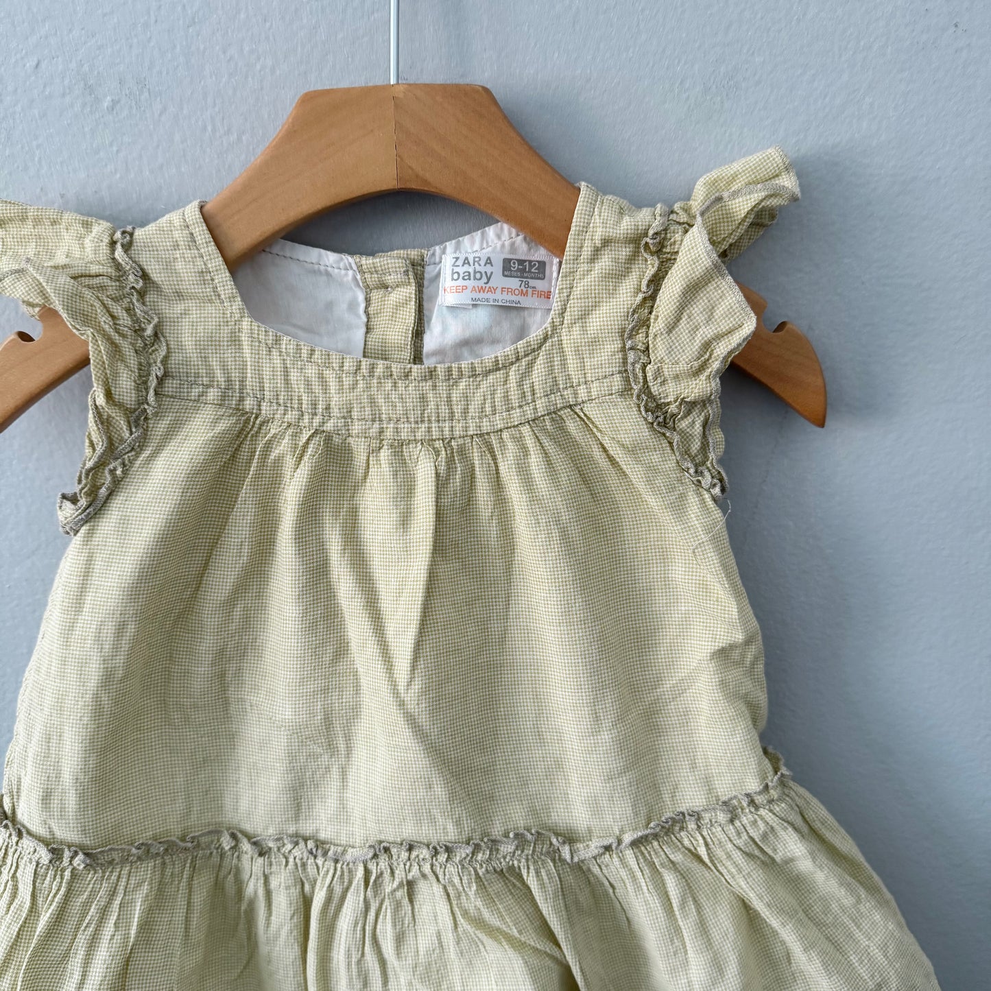 Zara / Mustard gingham check dress / 9-12M