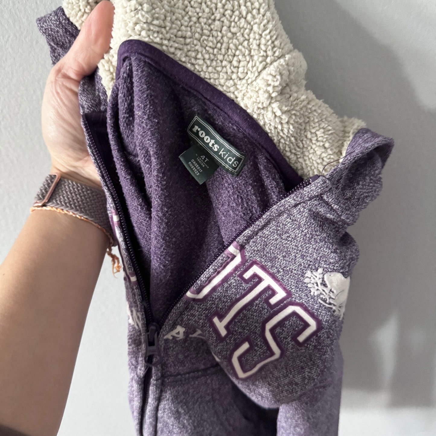 Roots / Purple salt and pepper zip up hoodie / 4T