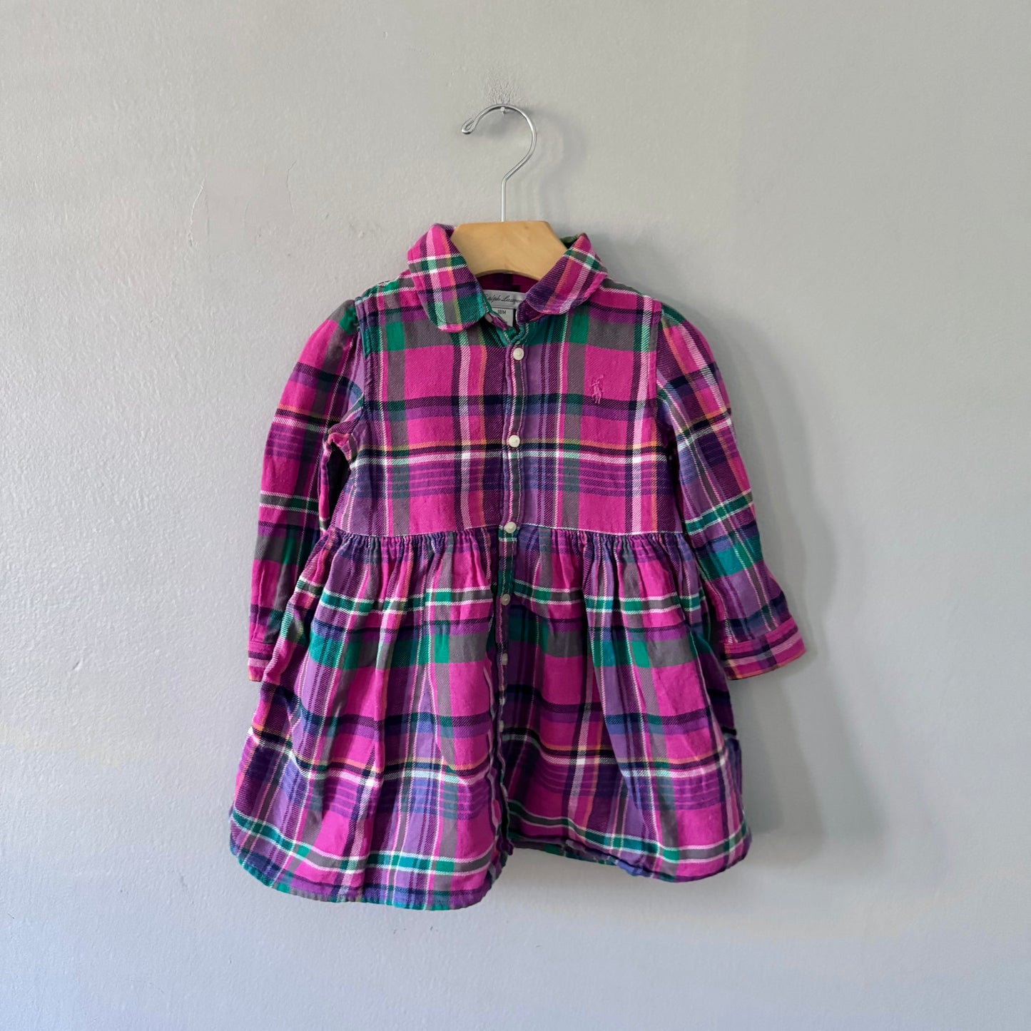 Polo Ralph Lauren / Pink flannel dress / 18M