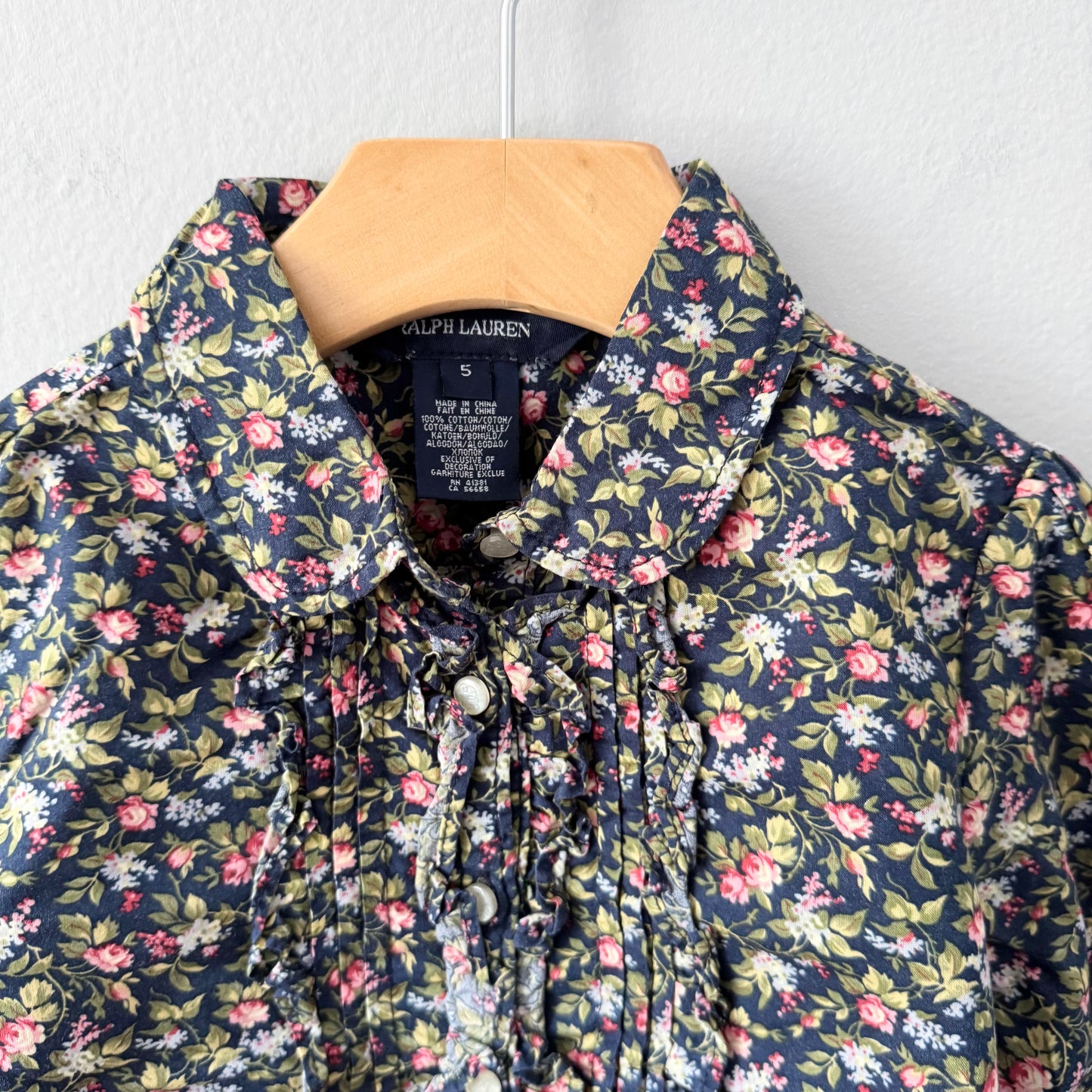 Polo Ralph Lauren / Black x rose girl dress shirt / 5Y