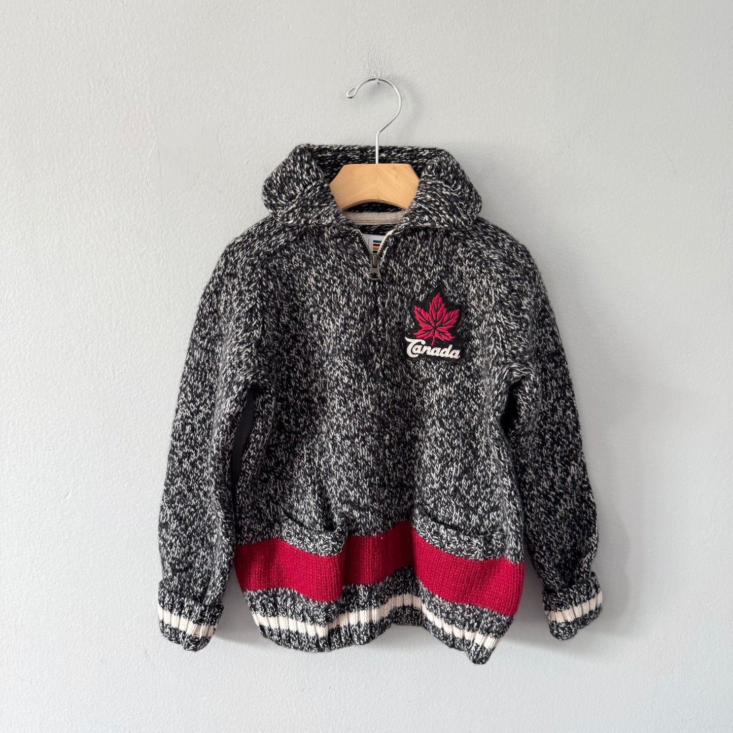 Hudson's bay / Black salt and pepper knit jacket / 5-6Y